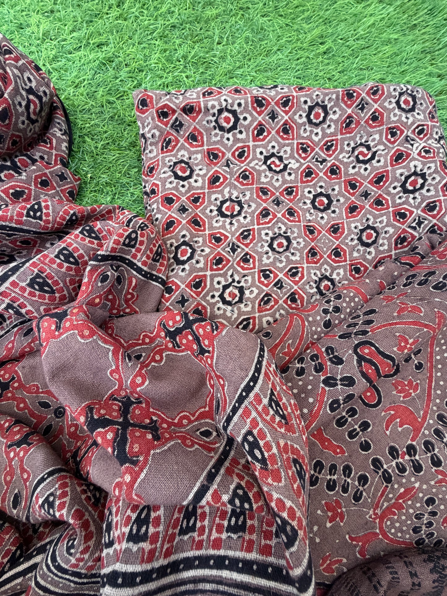 Kala Cotton Ajrakh Kurta bottom and dupatta