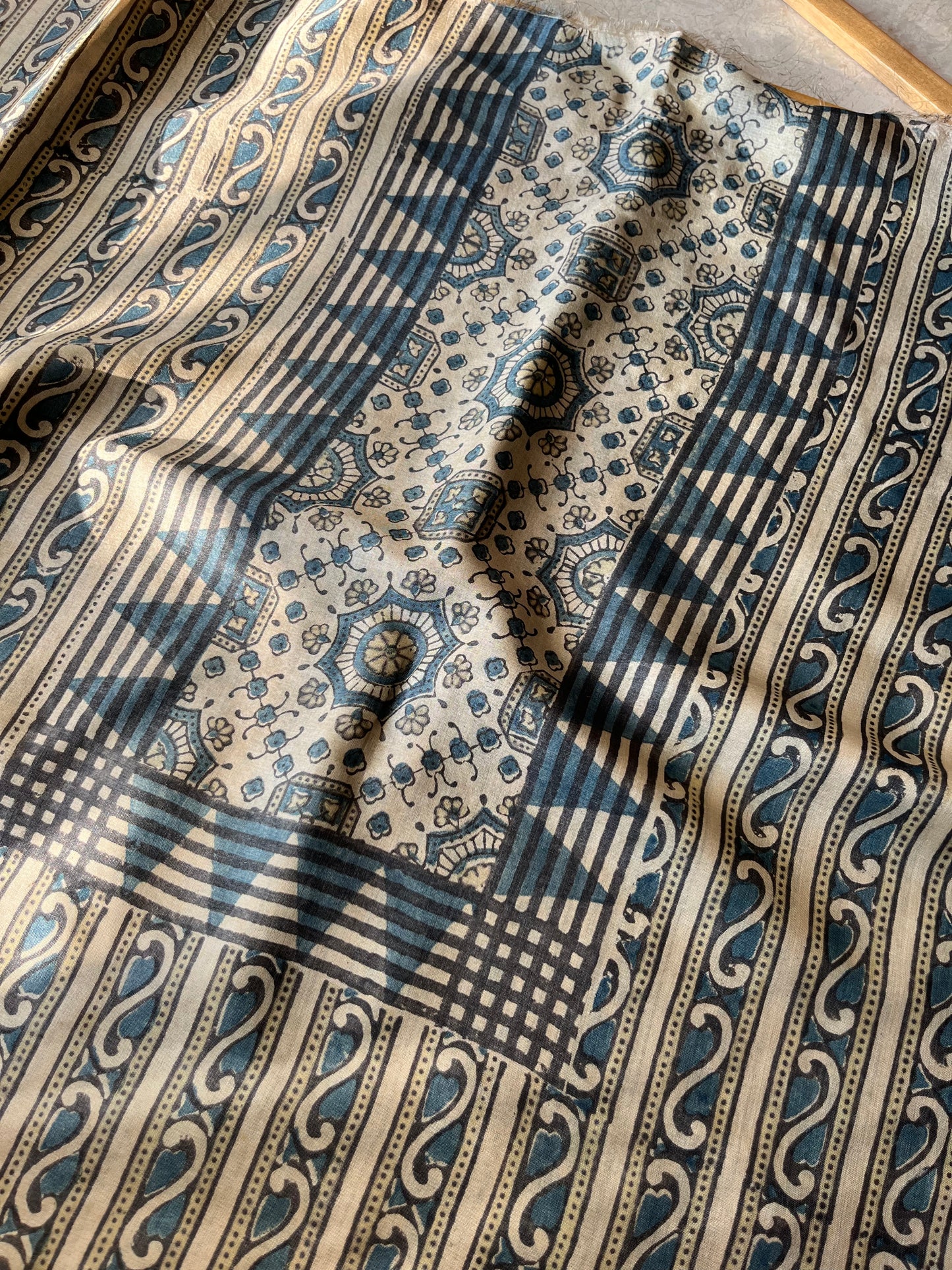 Tussar silk Ajrakh Kurta and dupatta