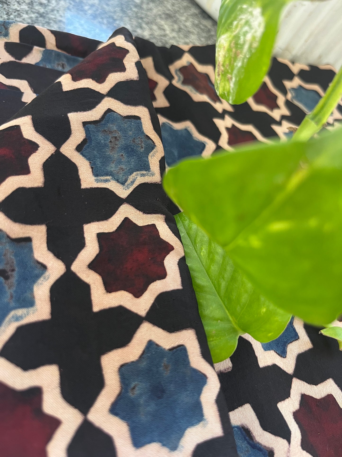 Modal Silk ajrakh fabric