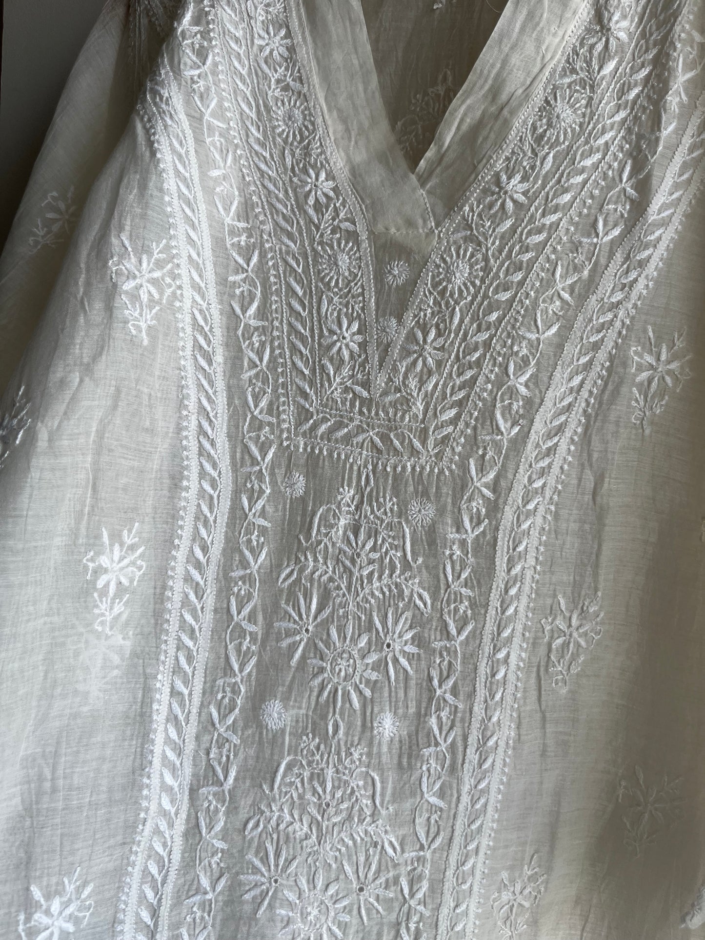 Chanderi chikan shirt and a-bottom