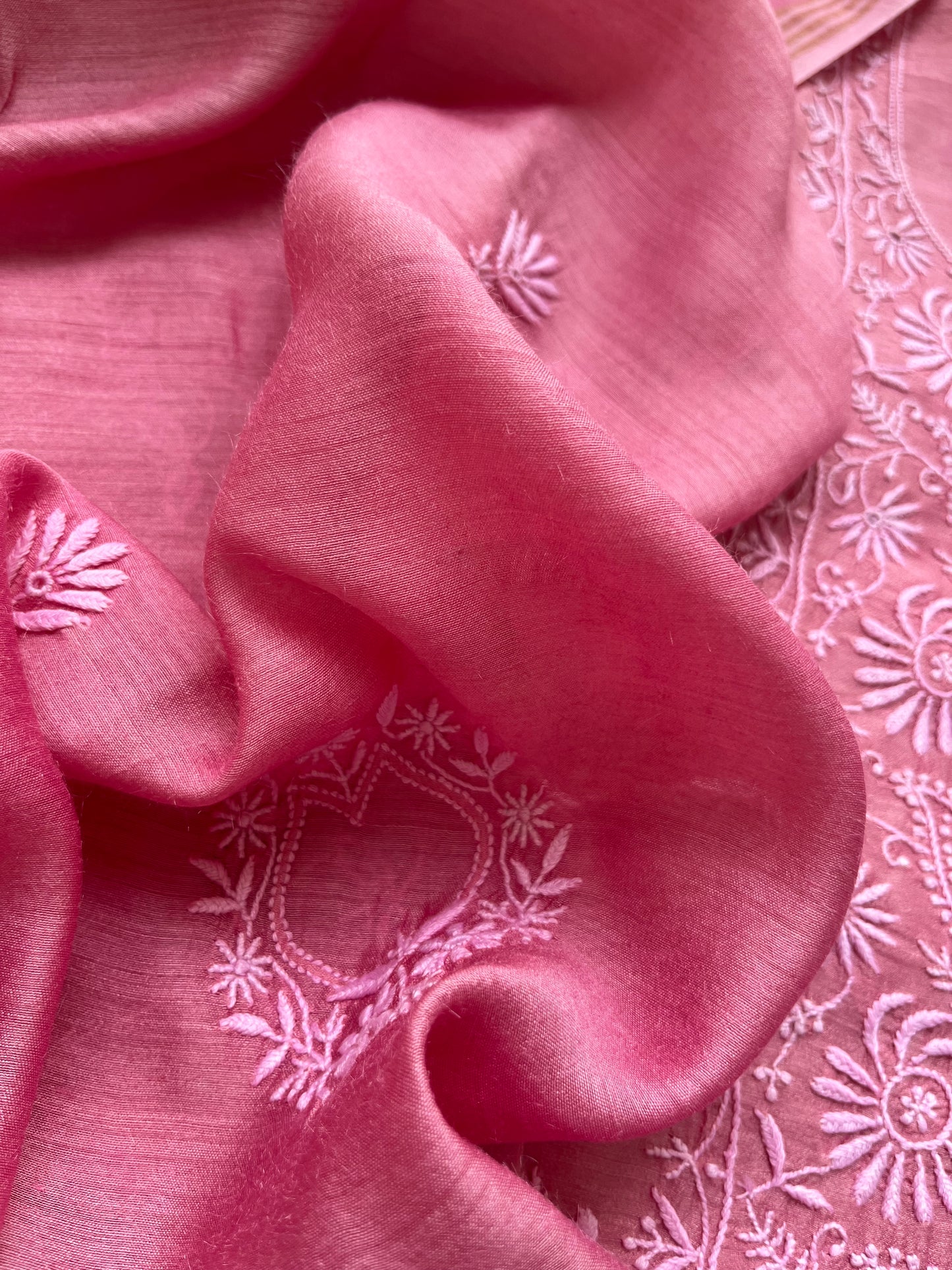 Munga Silk Chikankari kurta  Dupatta