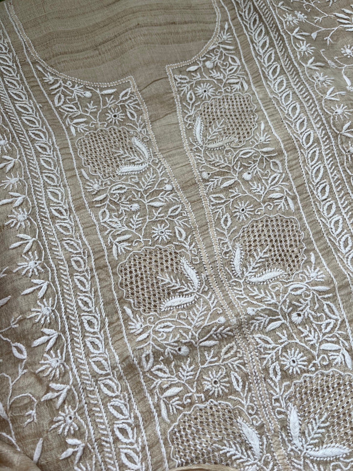 Tussar Silk Chikankari kurta  Dupatta