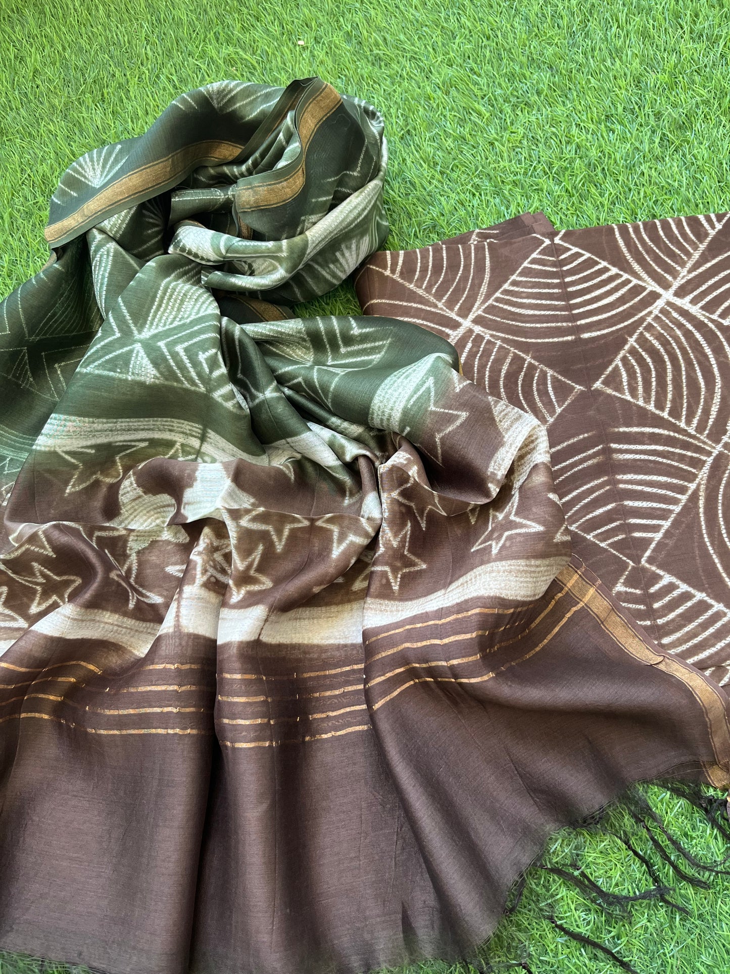 Shibori chanderi kurta dupatta