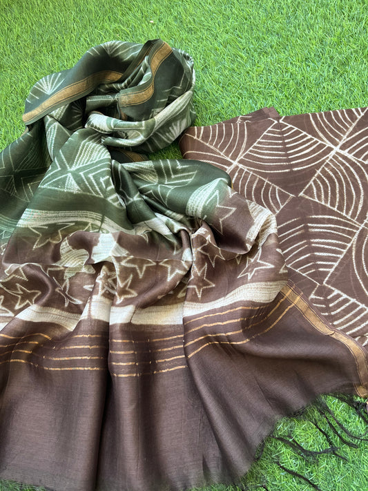 Shibori chanderi kurta dupatta