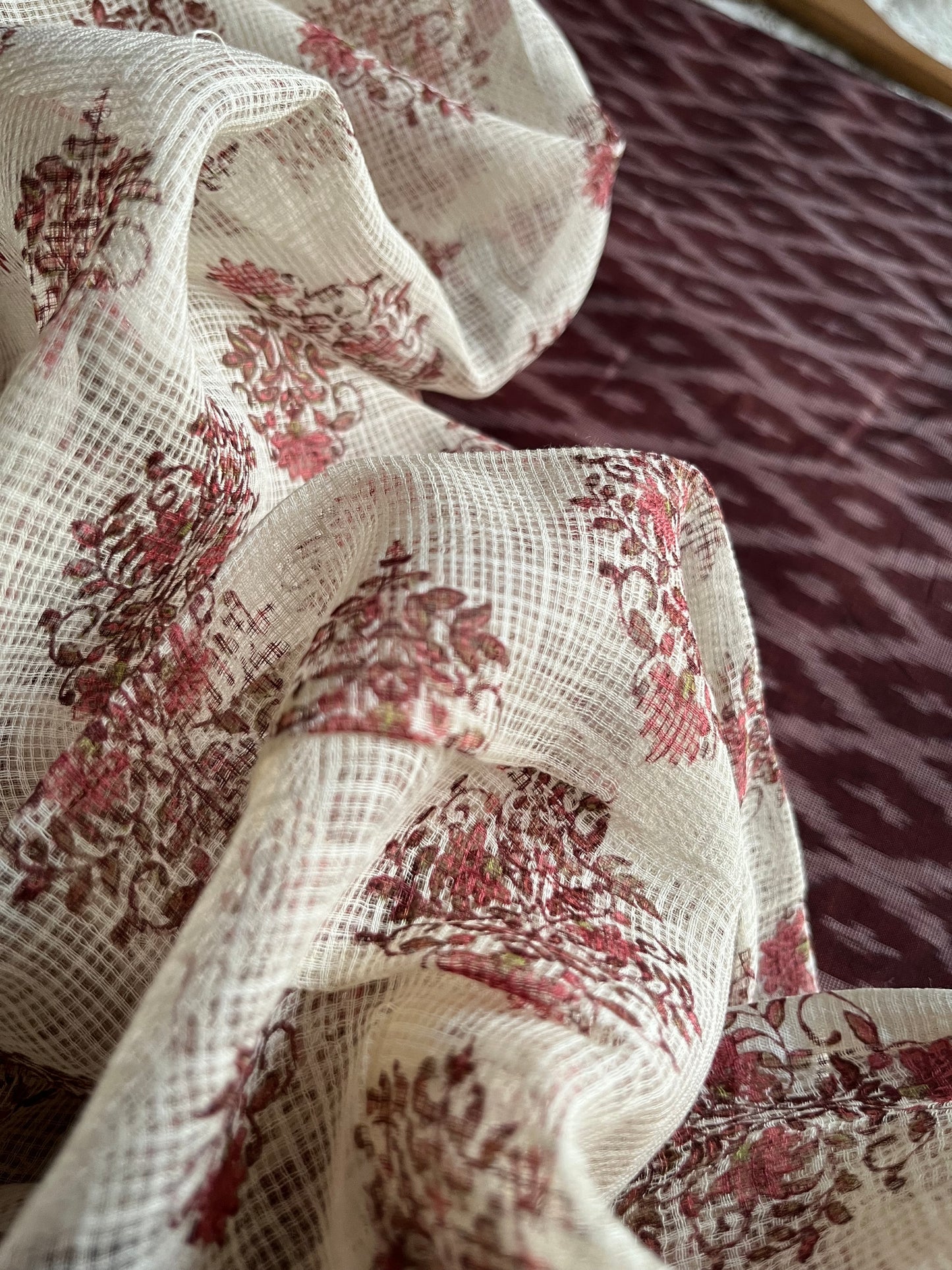 Cotton mercerised ikkat kurta bottom Kota Doria dupatta