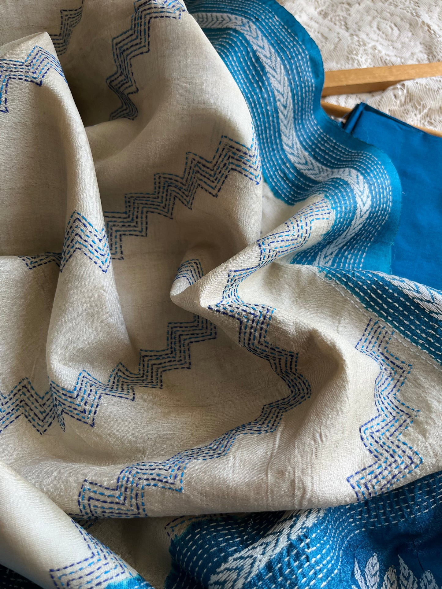 Silk Kantha Dupatta kurta Bottom fabric