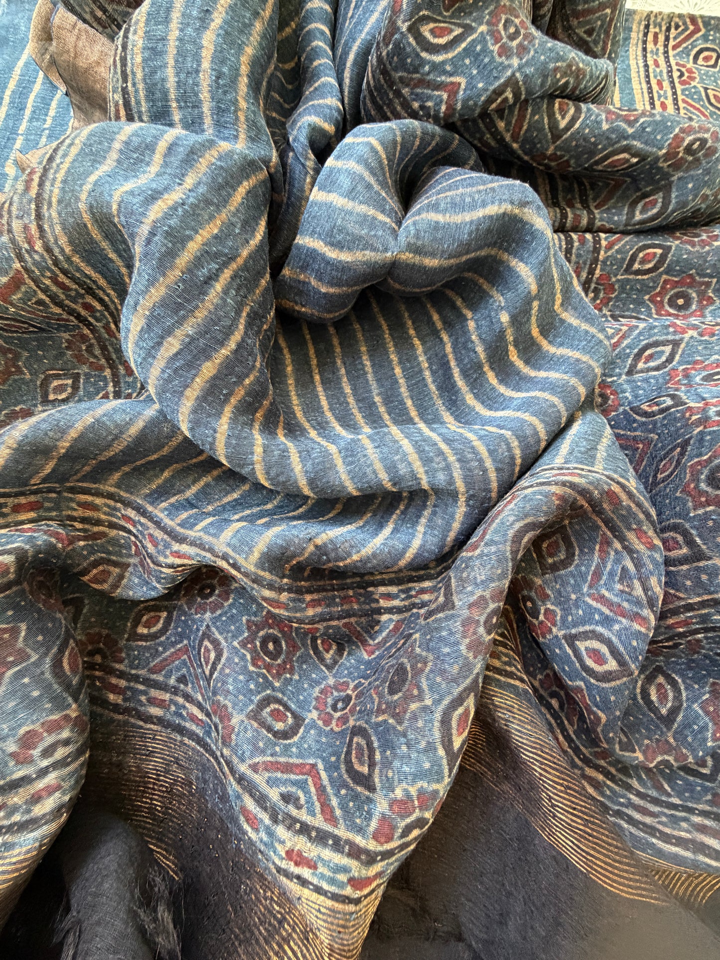 Linen Ajrakh Kurta and dupatta