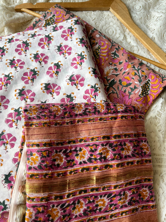 Cotton kurta bottom chanderi dupatta