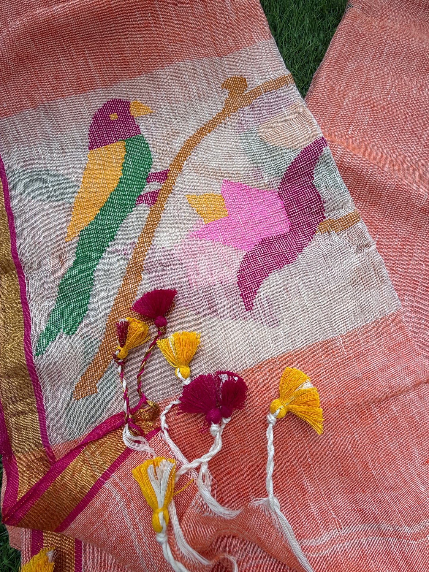 Linen Jaamdani kurta dupatta