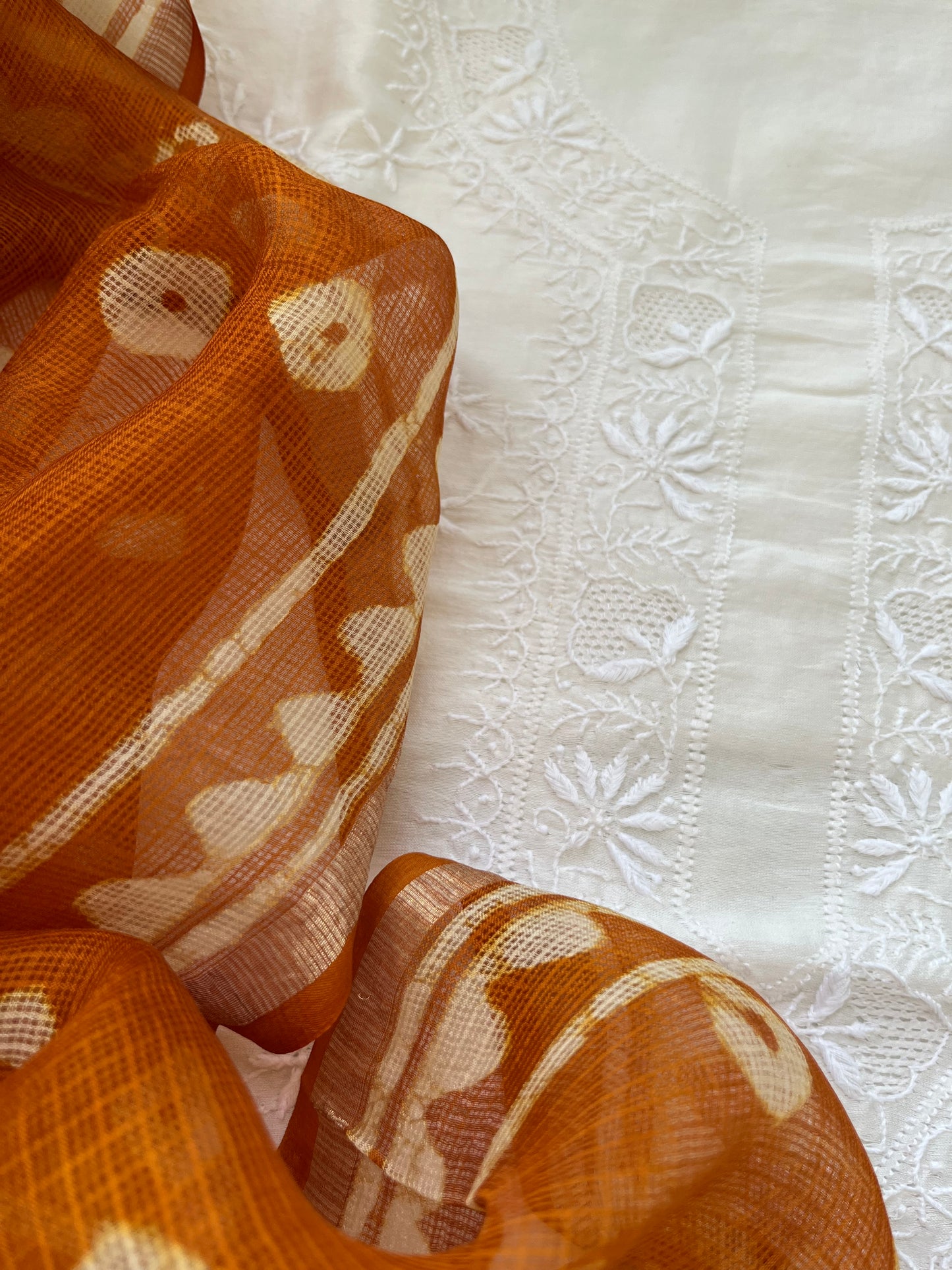 Kota Silk block print dupatta with chanderi Kurta