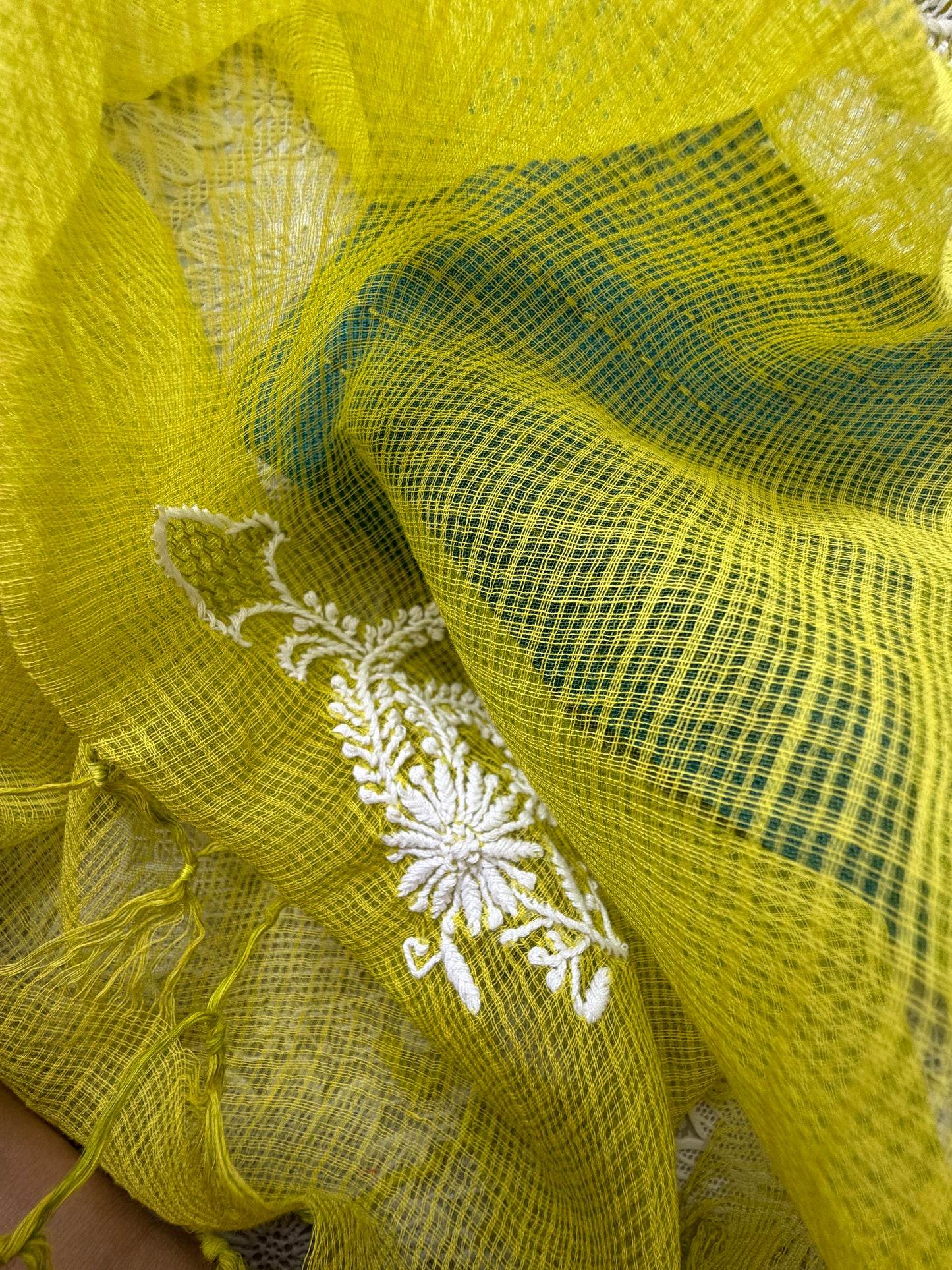 Mangalgiri kurta bottom Kota Doria chikankari dupatta