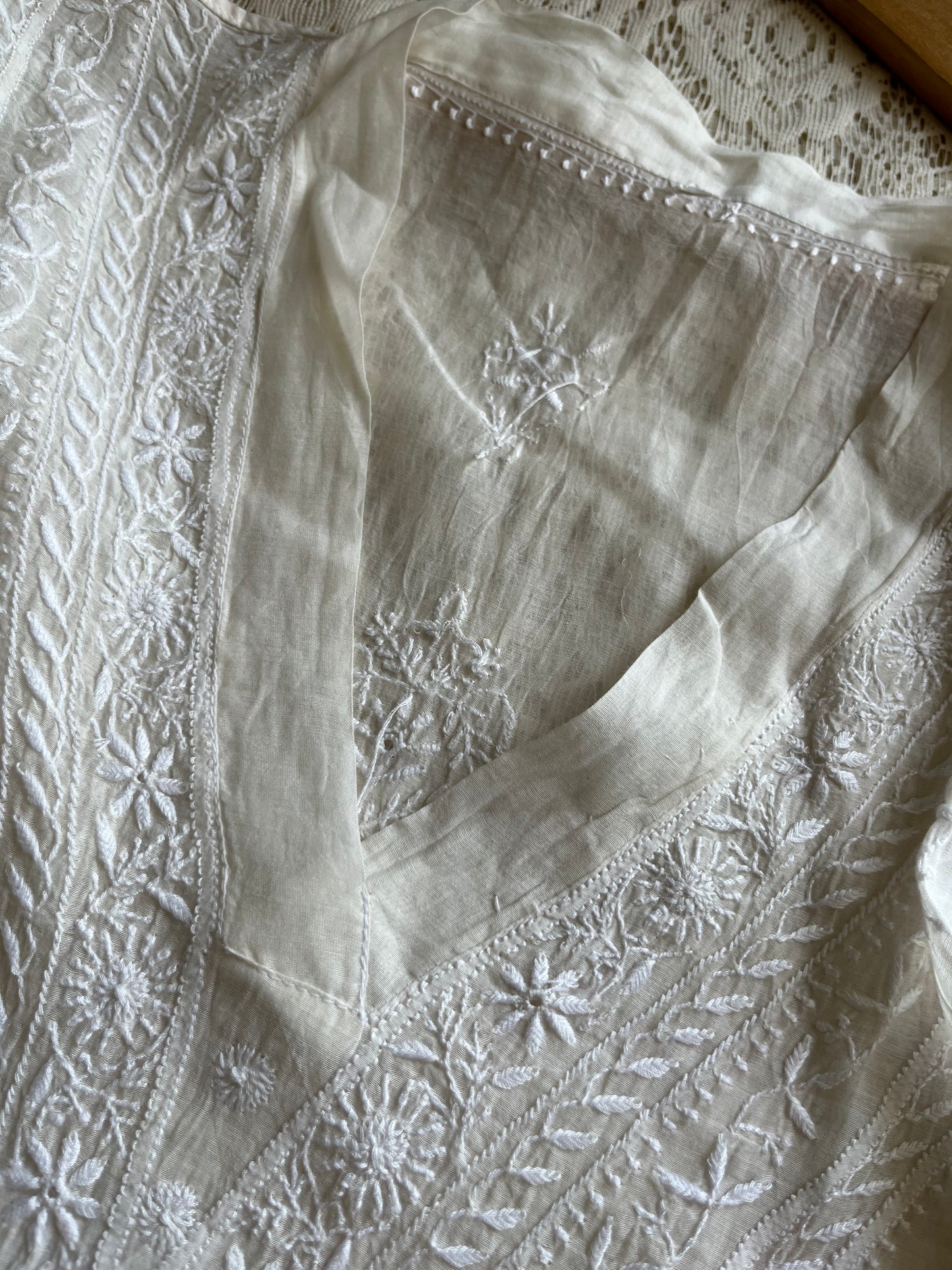 Chanderi chikan shirt and a-bottom