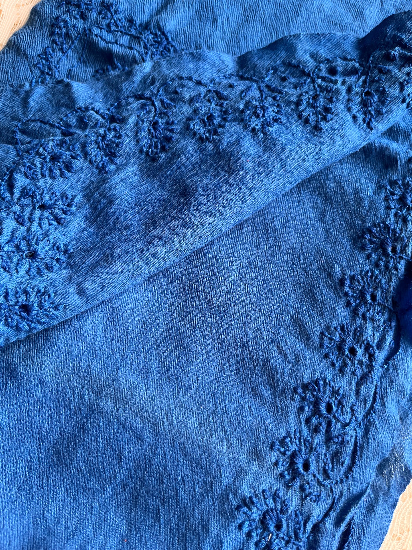 Pure wool chikankari shawl