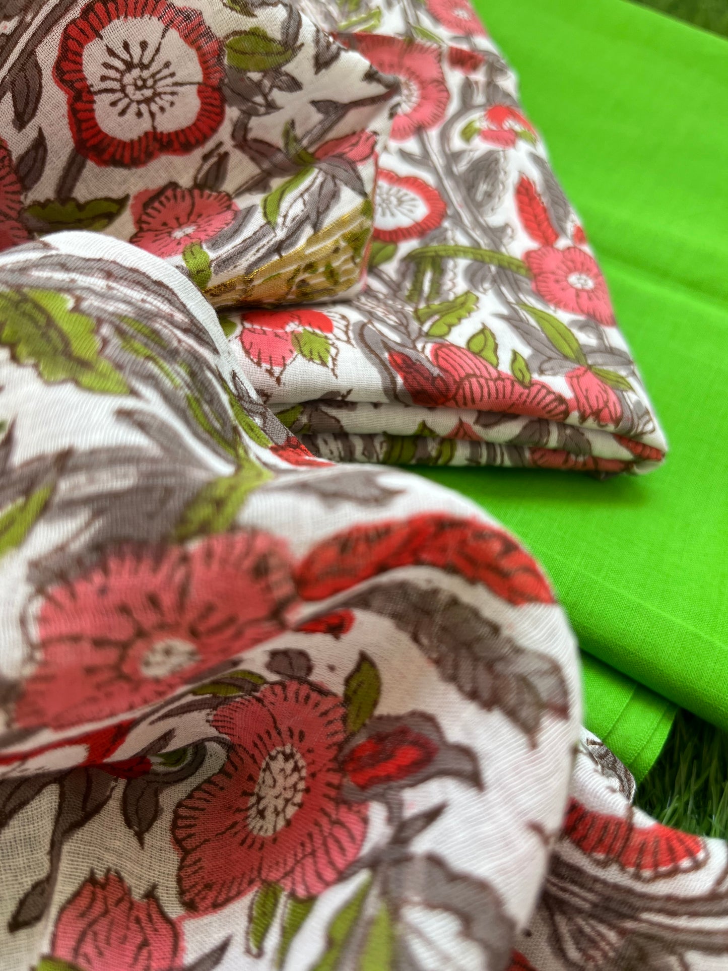Block print Cotton Dupatta Kurta bottom