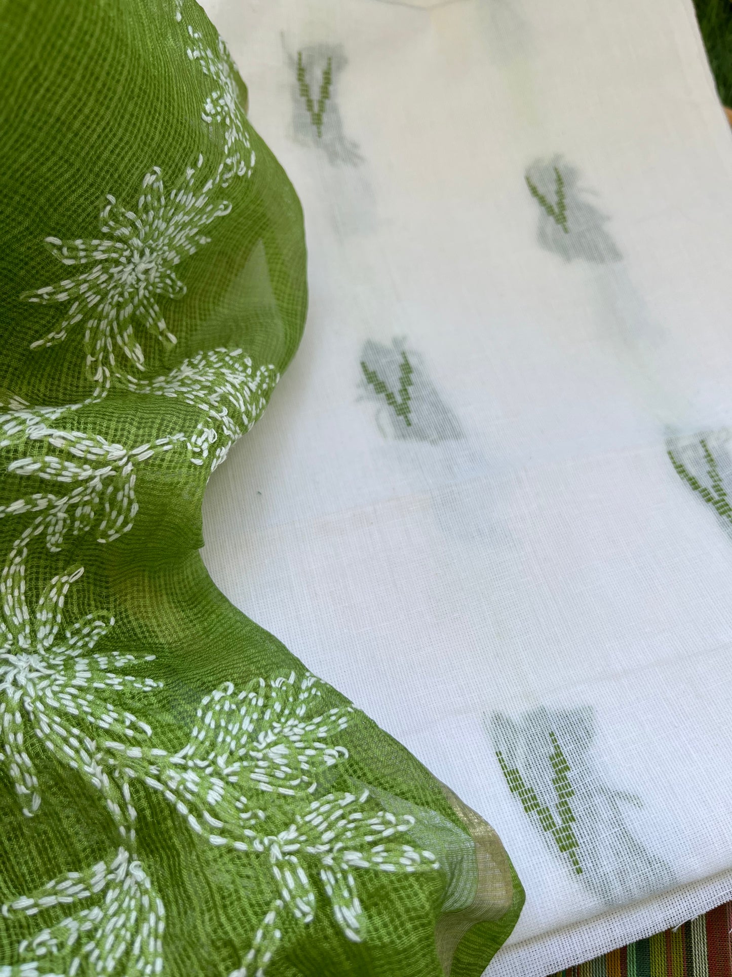 Kota silk chikankari Dupatta Mangalgiri cotton kurta bottom fabric