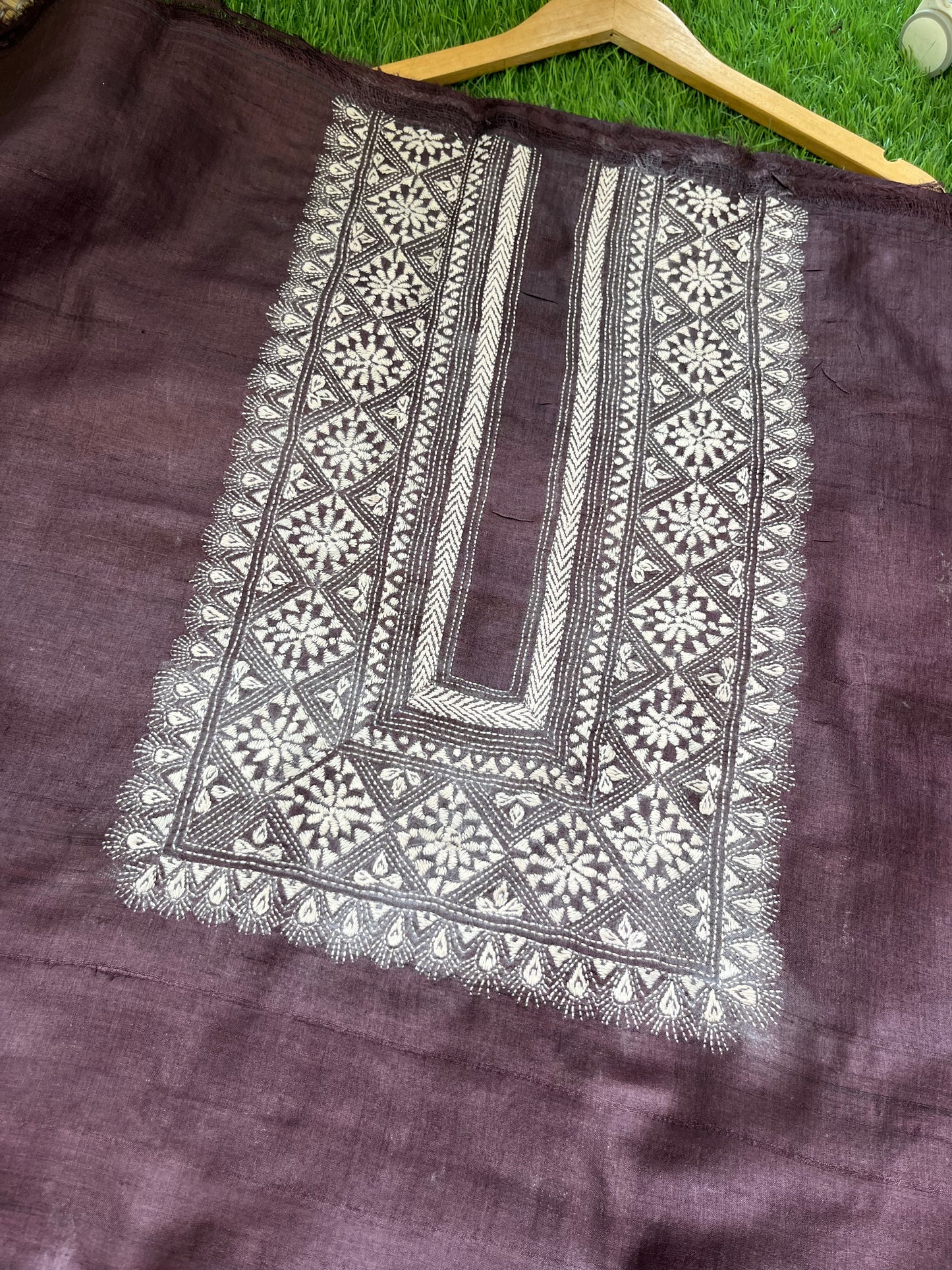 Silk Kantha work kurta fabric