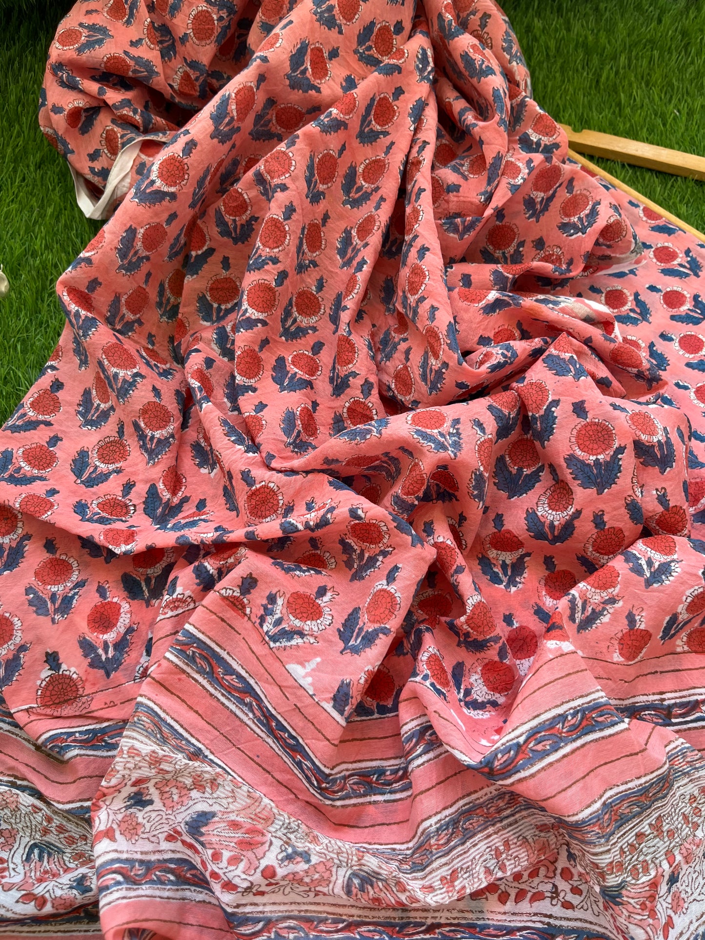 Block print kurta fabric chanderi dupatta