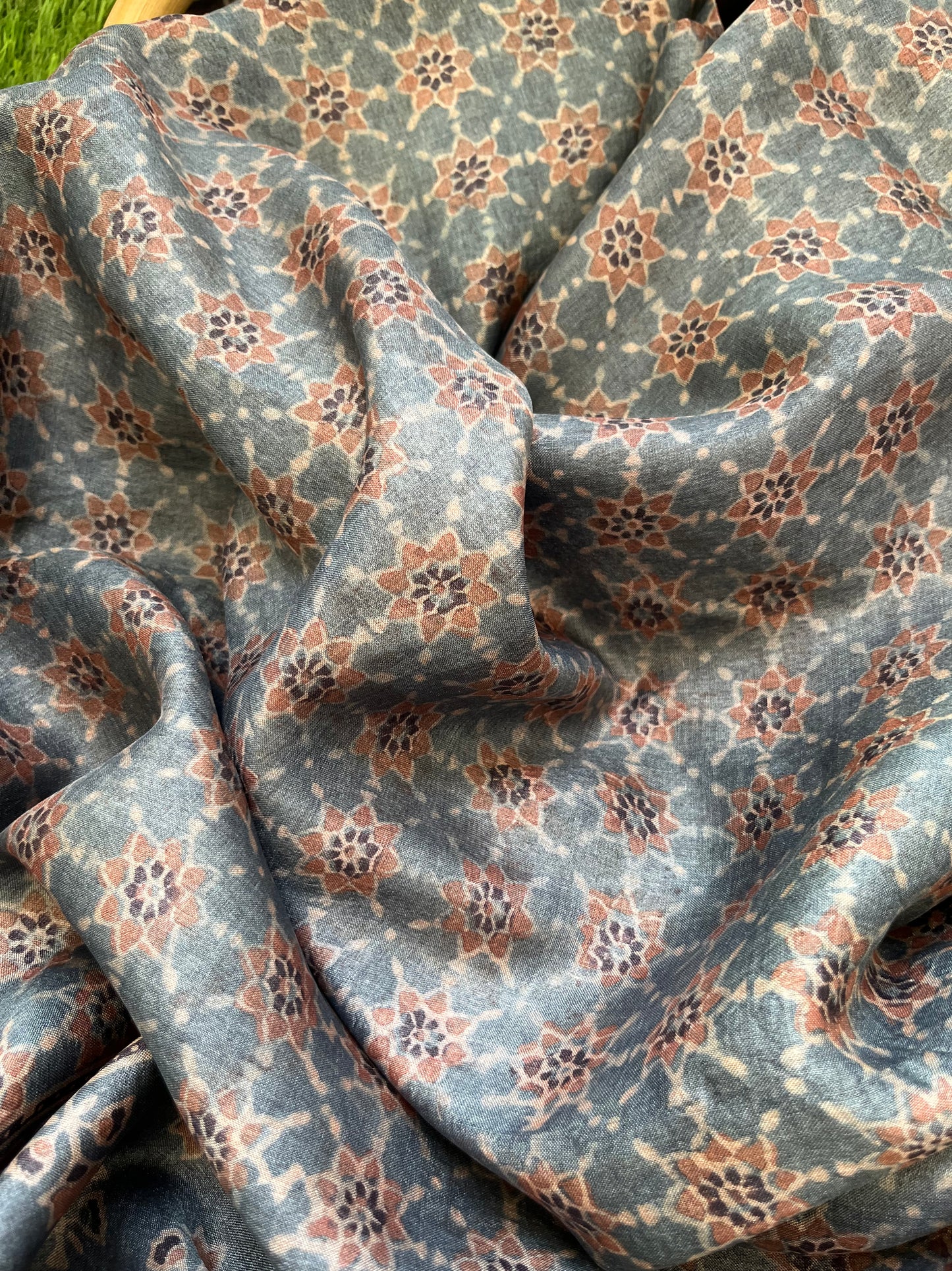 Tussar silk Ajrakh Kurta and dupatta