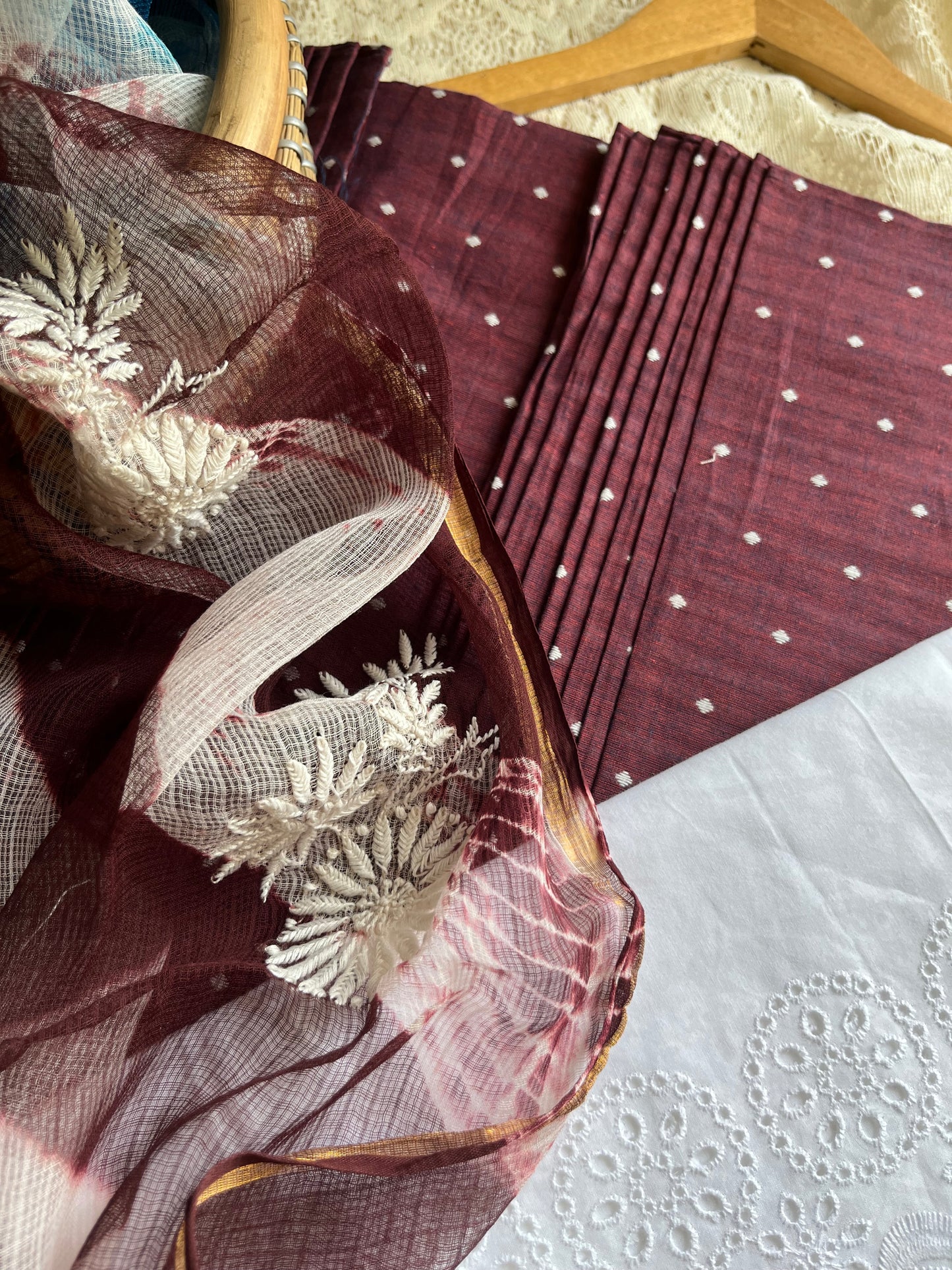 Mangalgiri Cotton kurta hakoba bottom Kota Doria dupatta