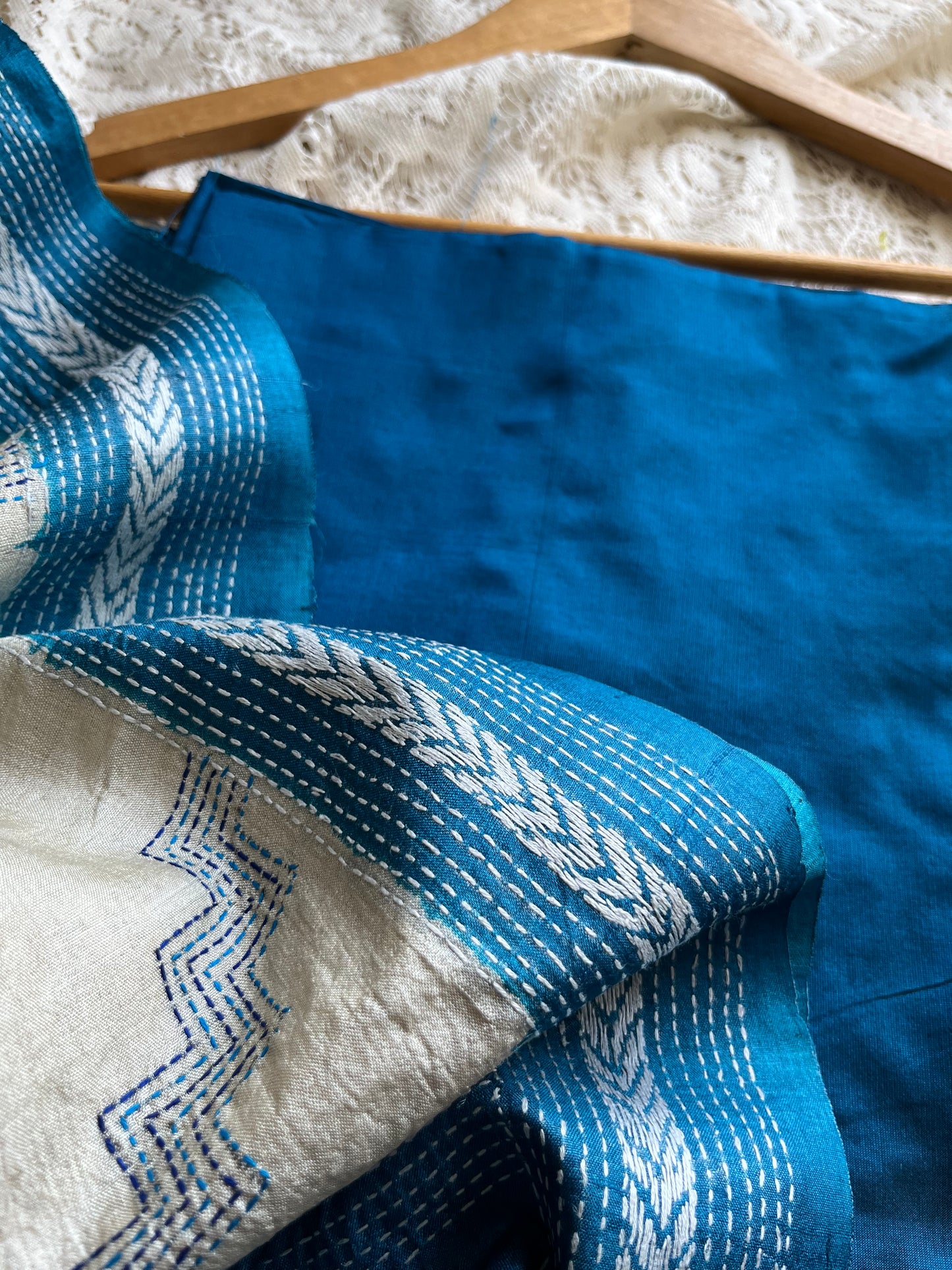 Silk Kantha Dupatta kurta Bottom fabric