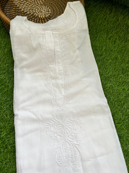 Mul chikankari kurta ( Semi Stitched)