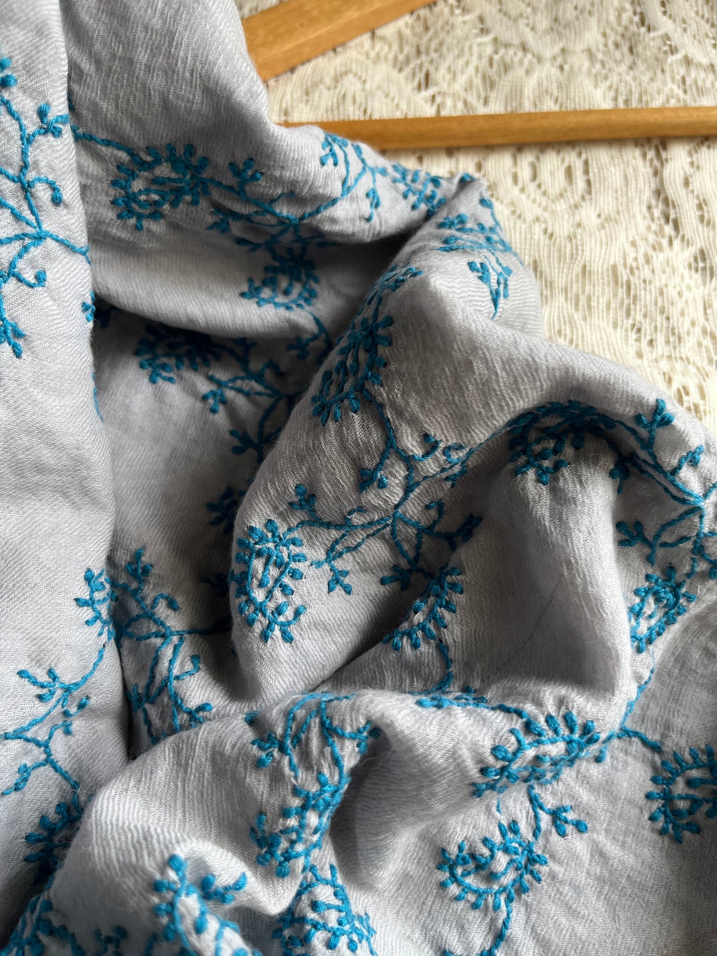 Pure wool chikankari shawl