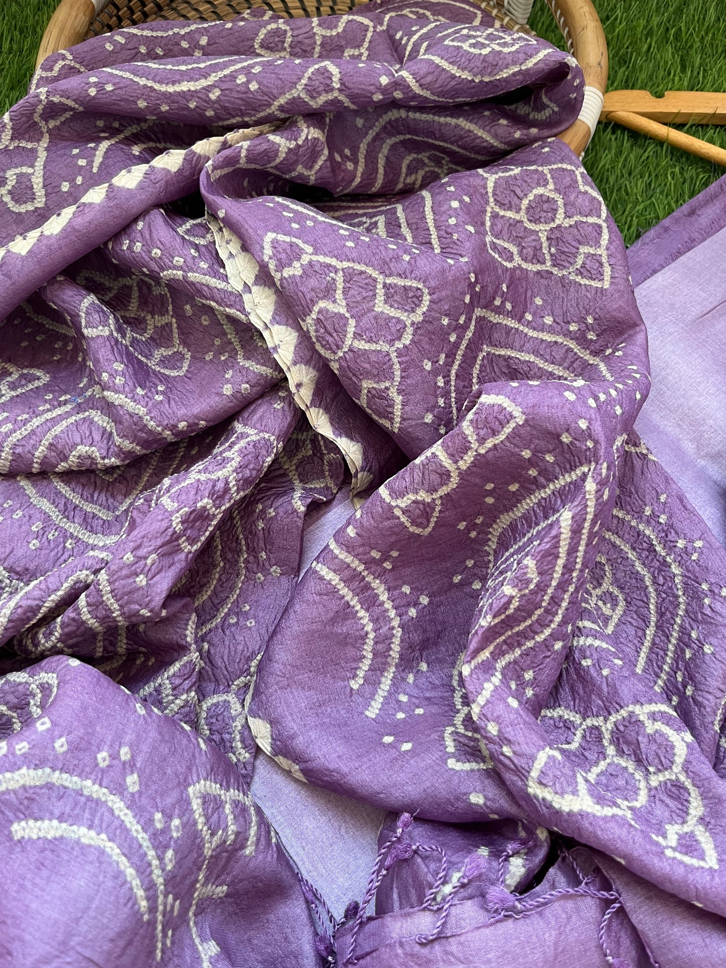 Tussar silk Bandhani dupatta plain kurta