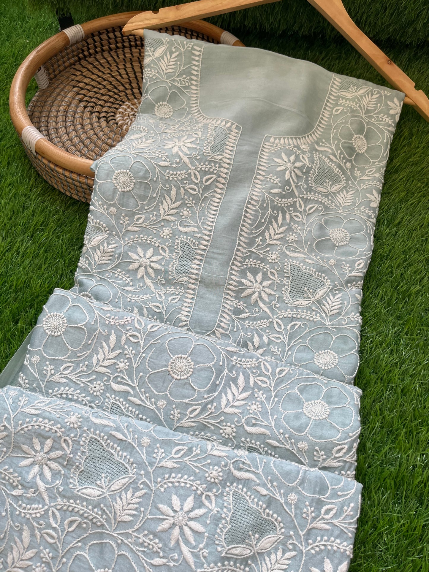 Chanderi chikankari kurta