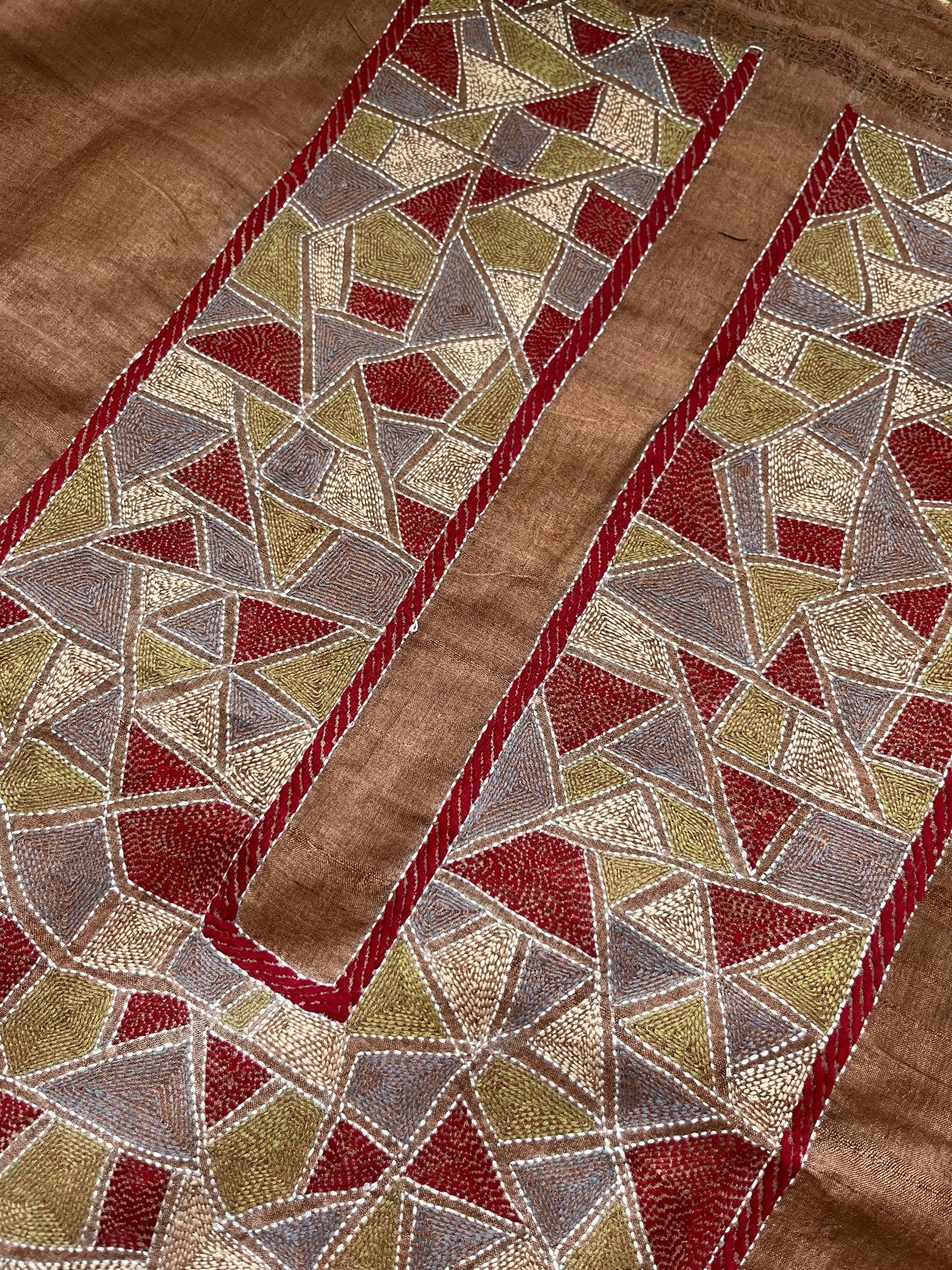 Silk Kantha work kurta fabric