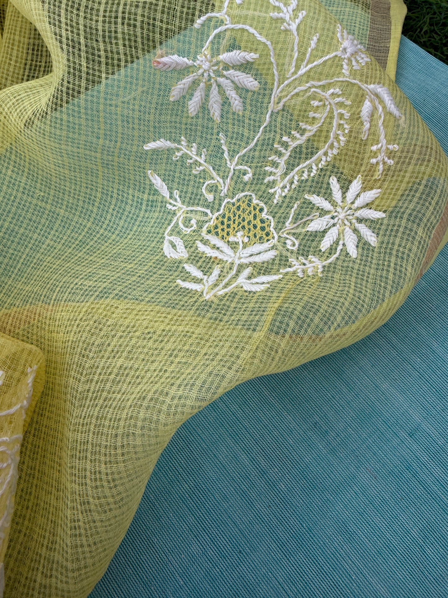 Mangalgiri kurta bottom Kota Doria chikankari dupatta