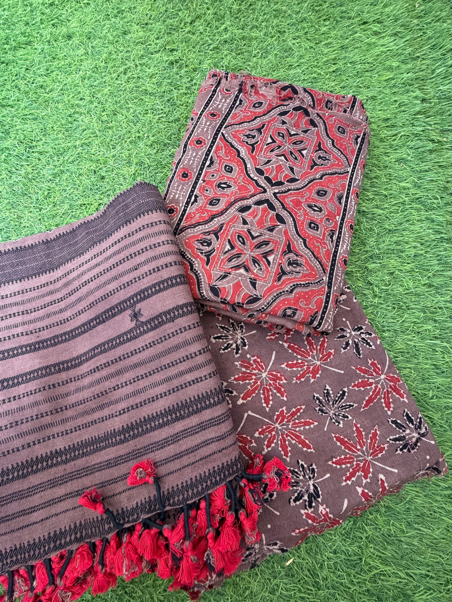 Kala Cotton Ajrakh Kurta bottom and dupatta