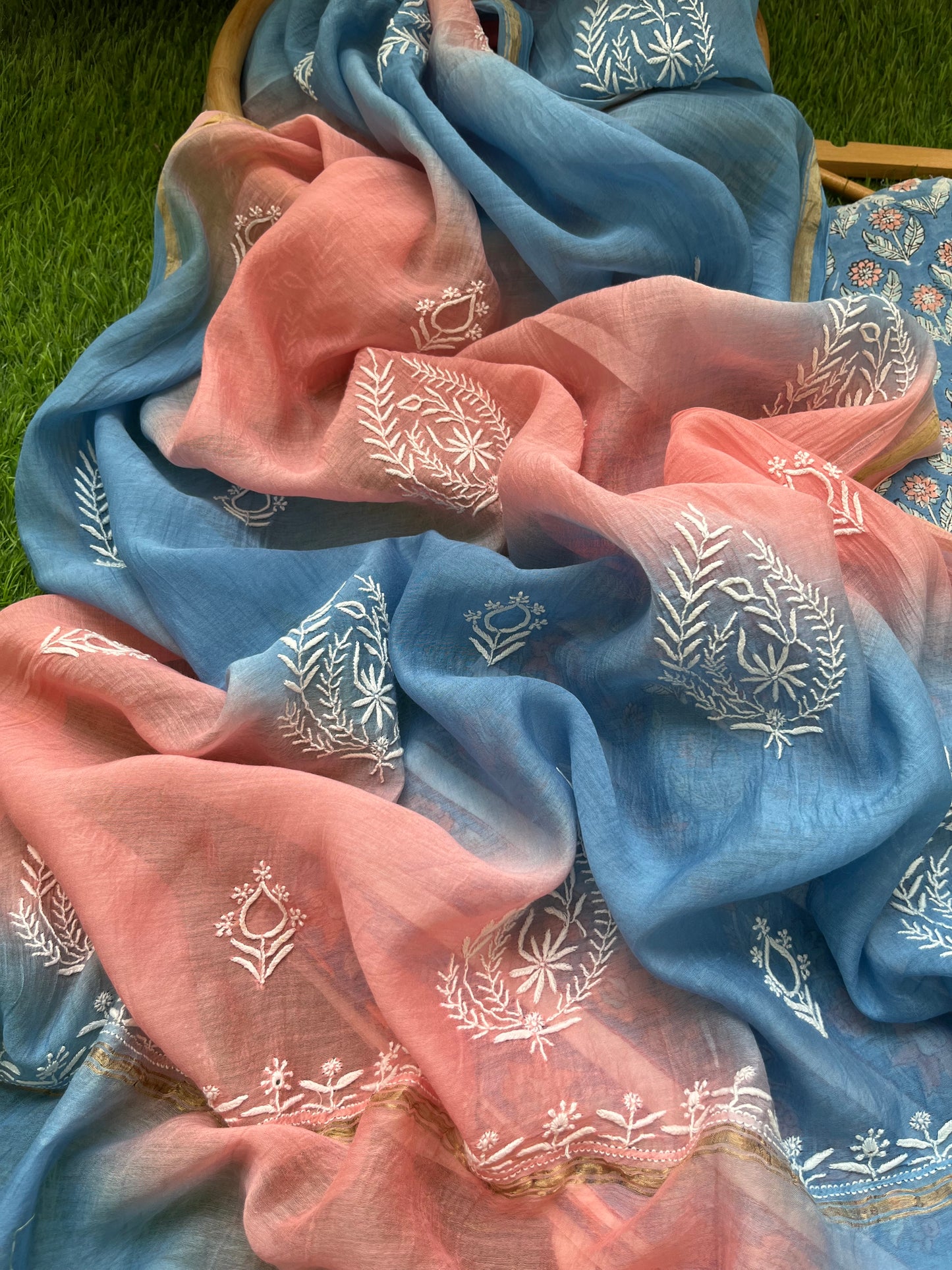 रोज़ाना  :Chanderi Chikankari Dupatta with cotton kurta bottom Fabric