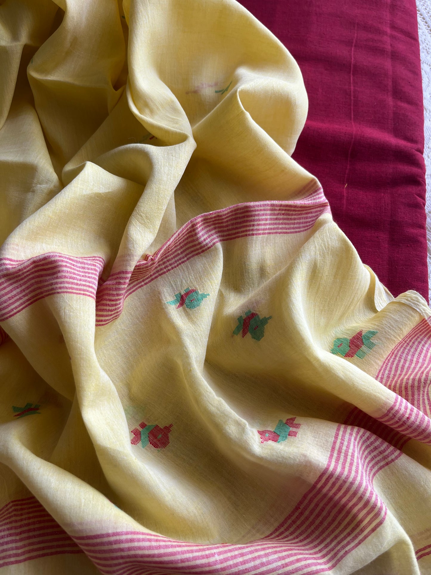 Cotton mangalgiri kurta bottom mul jaamdani dupatta