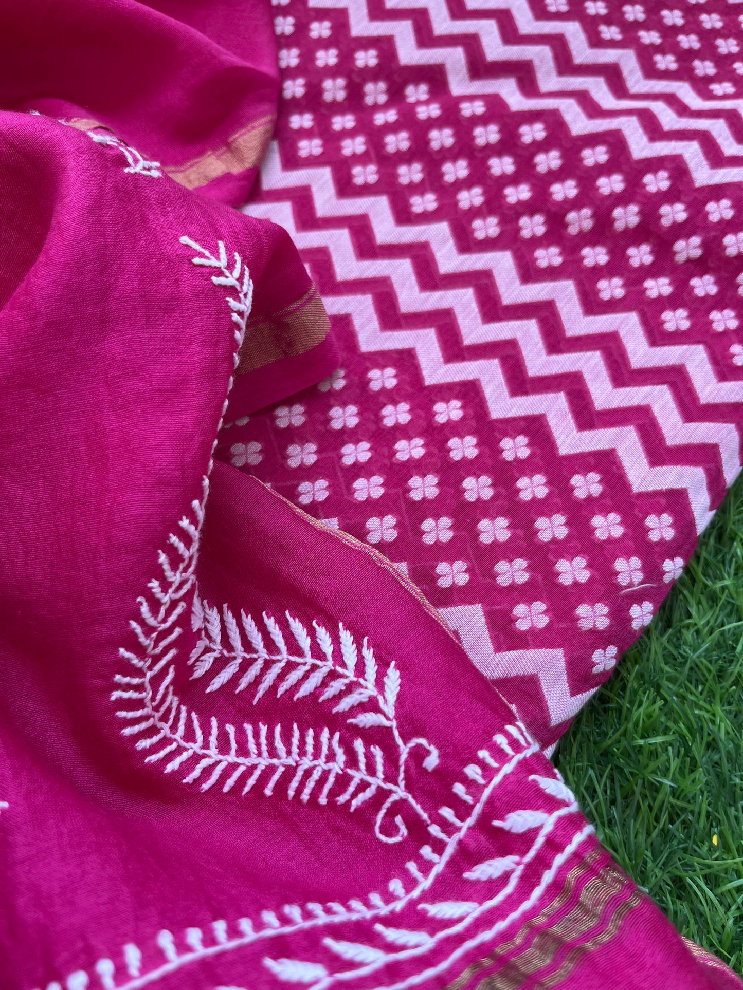 Jaamdani kurta chikankari dupatta