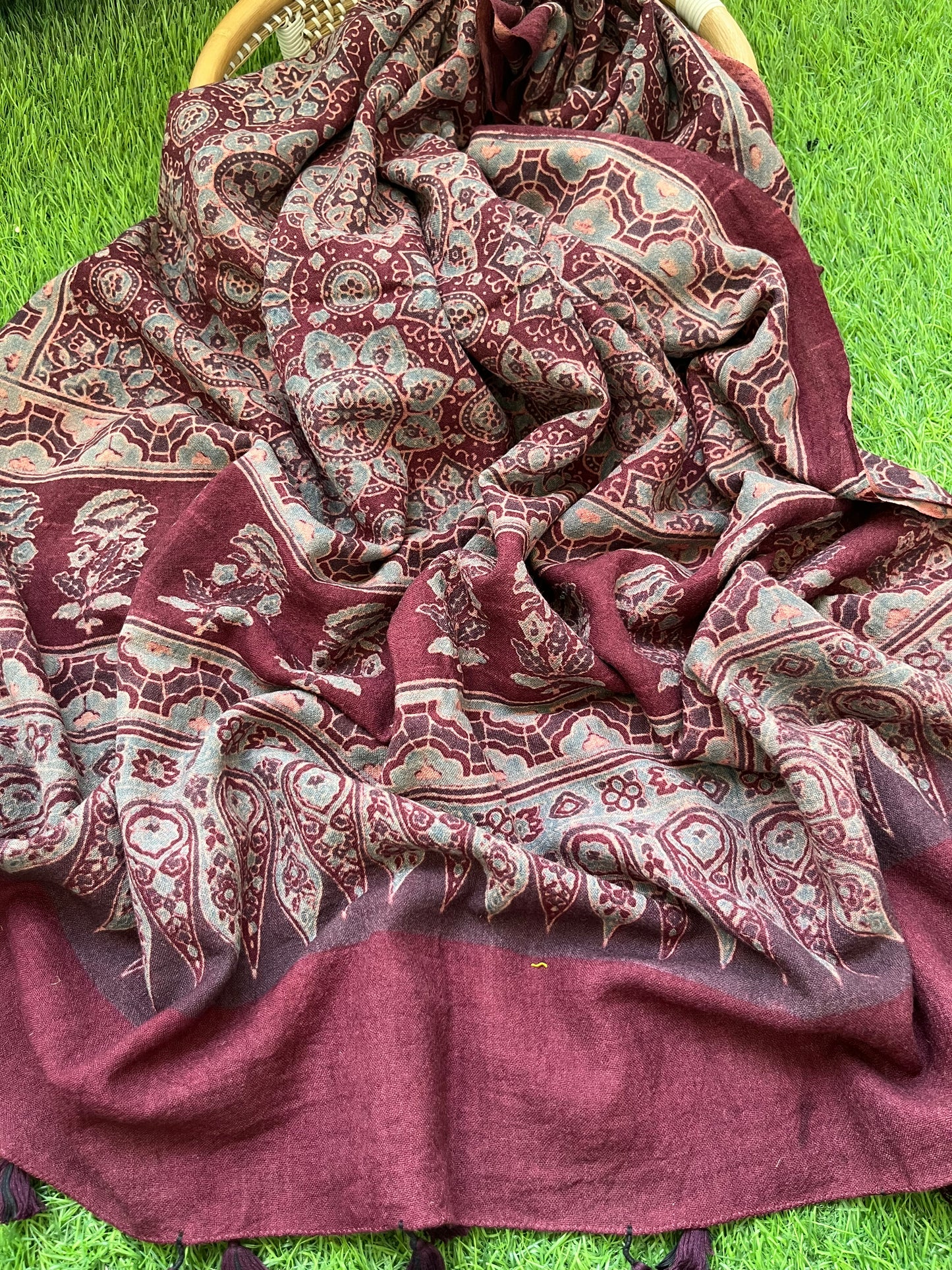Handwoven ajrakh shawl