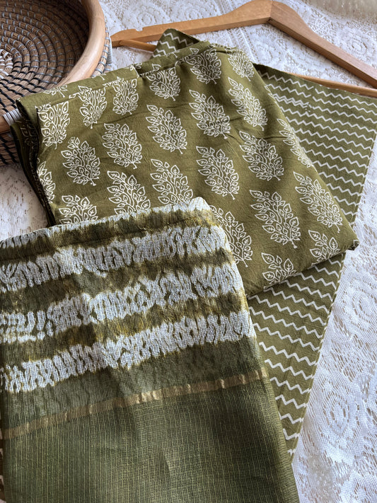 Cotton kurta bottom Kota silk dupatta