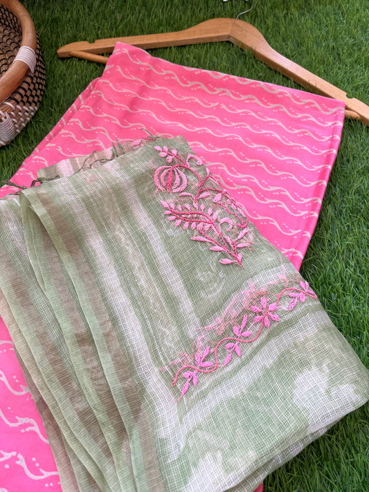 रोज़ाना  :Kota Silk Chikankari Dupatta with modal silk block print kurta Fabric