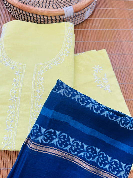 Cotton chikan kurta bottom