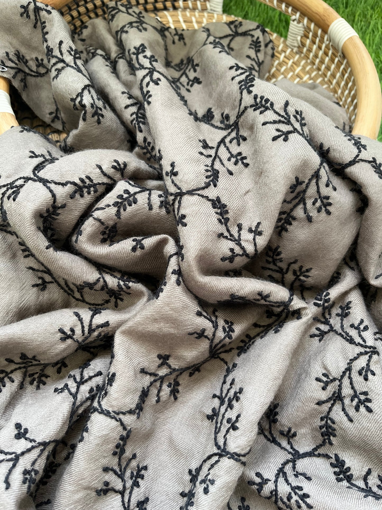 Pure wool chikankari shawl