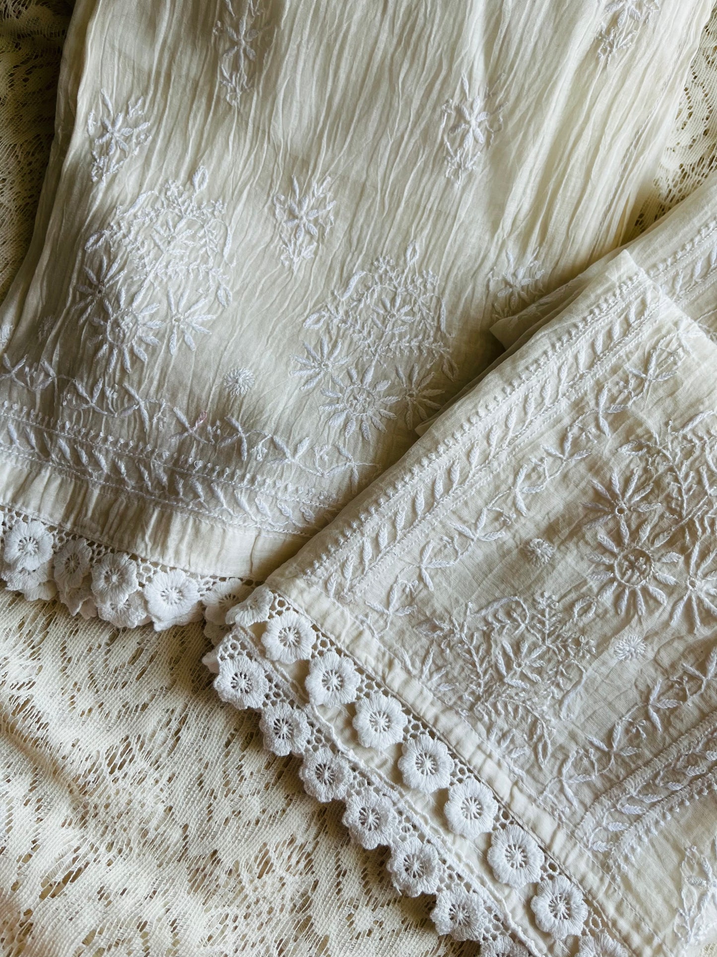 Chanderi chikan shirt and a-bottom