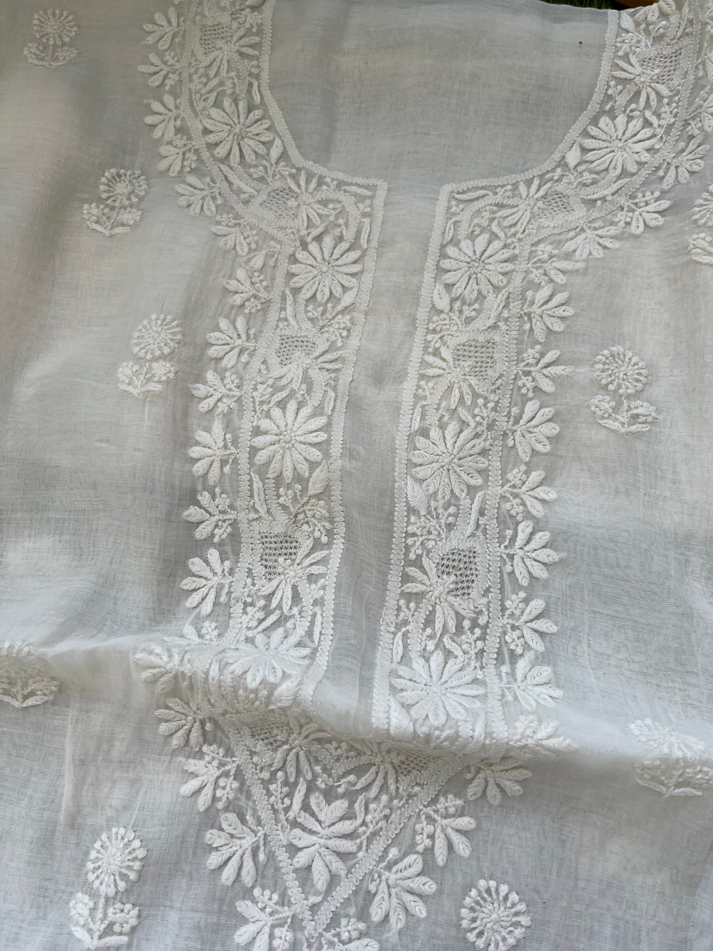 Chanderi chikankari kurta