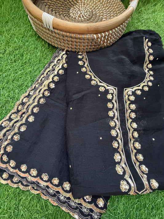 Hand embroidered chanderi kurta dupatta