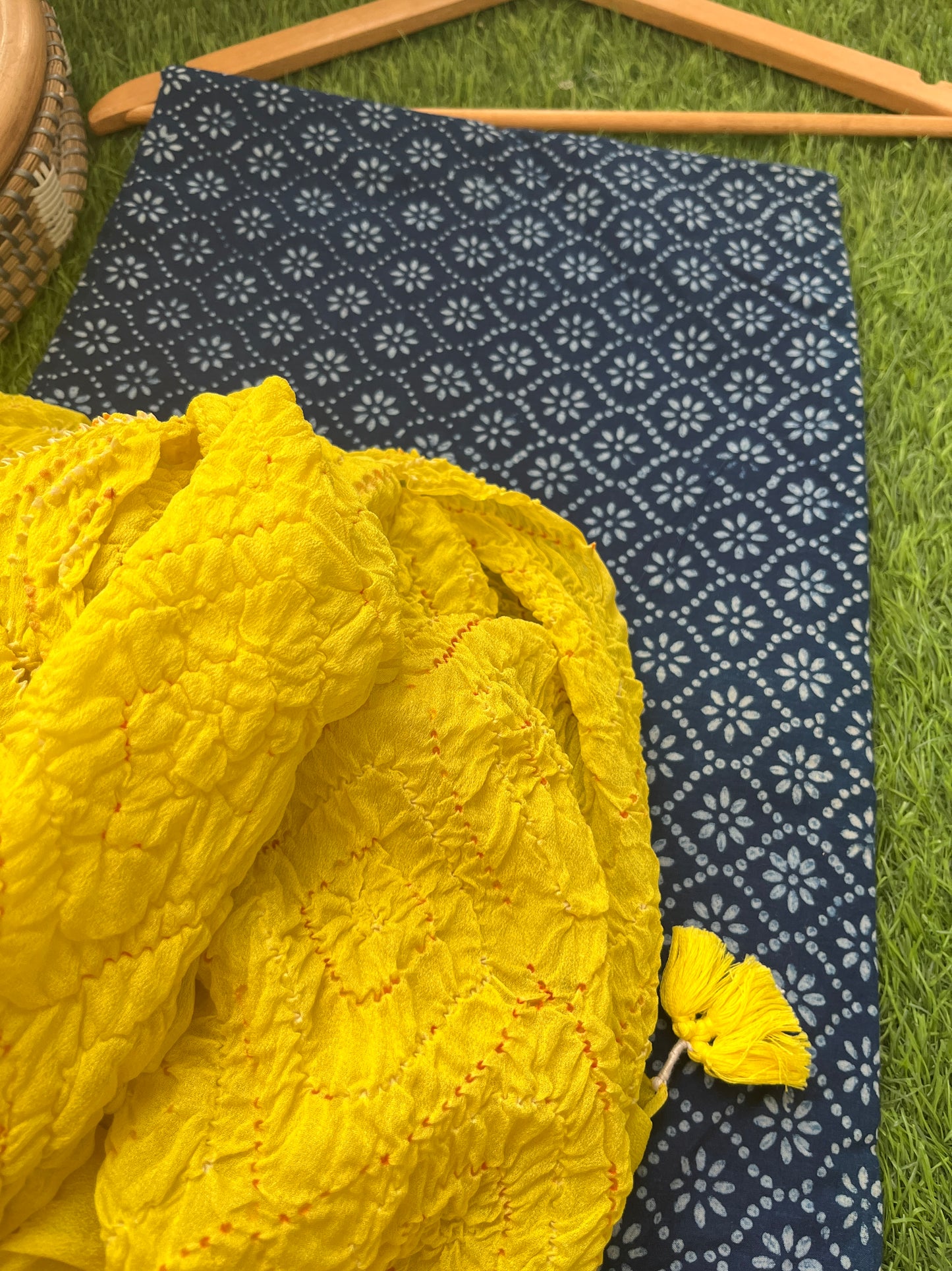 Cotton kurta bottom pure chinon bandhani dupatta