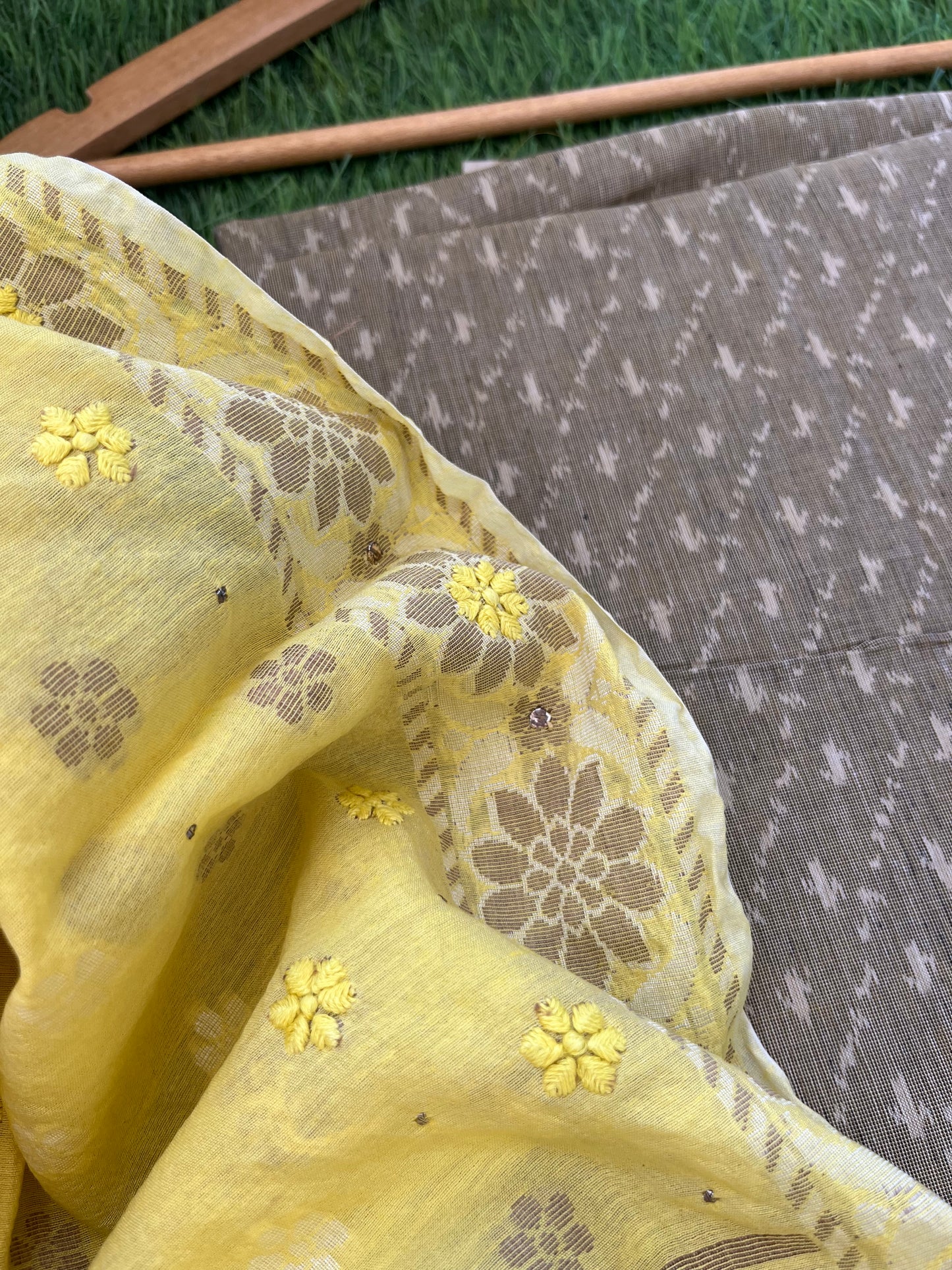 Cotton mercerised ikkat kurta chikankari dupatta