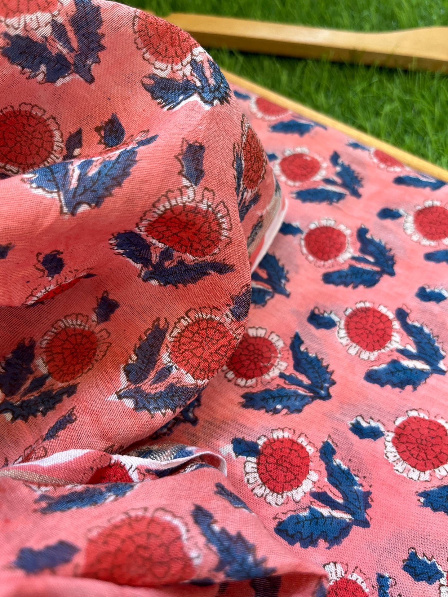 Block print kurta fabric chanderi dupatta