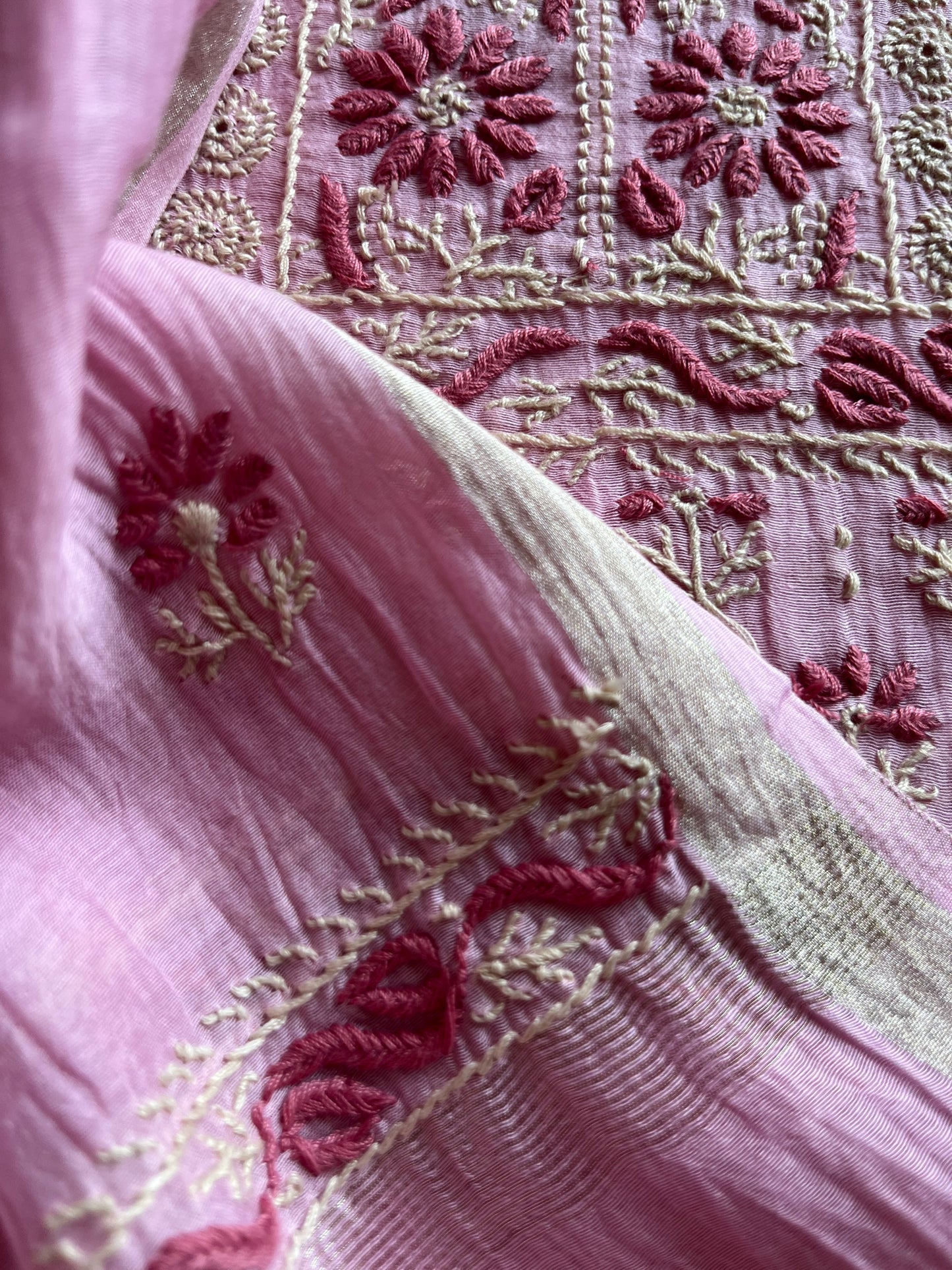 Chanderi Chikankari Kurta Dupatta