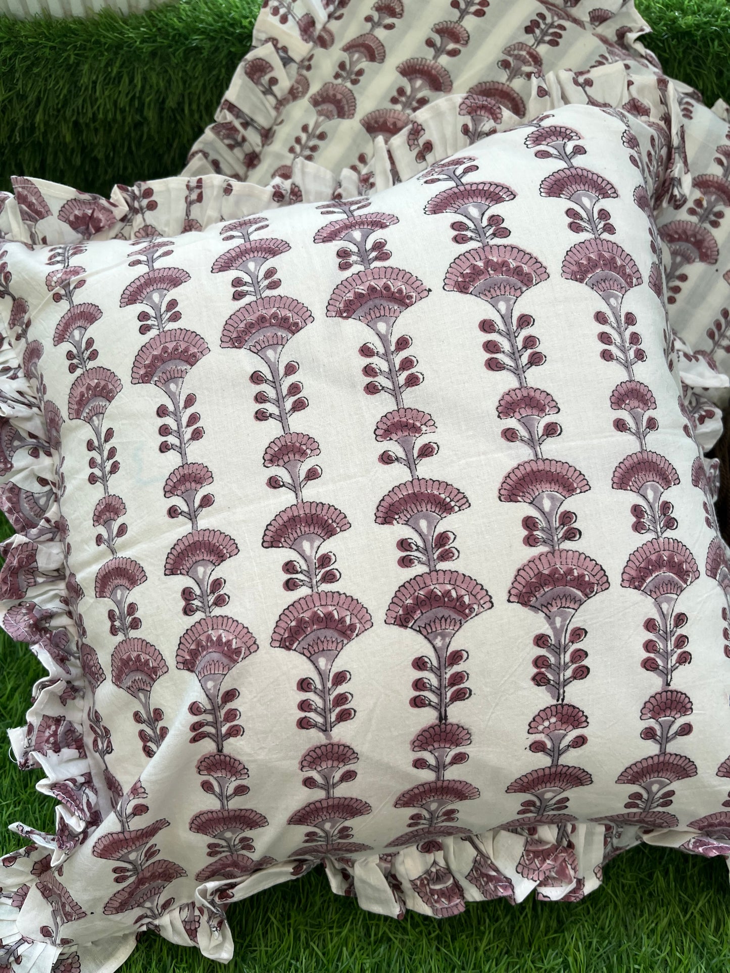 Cotton block print cushion cover