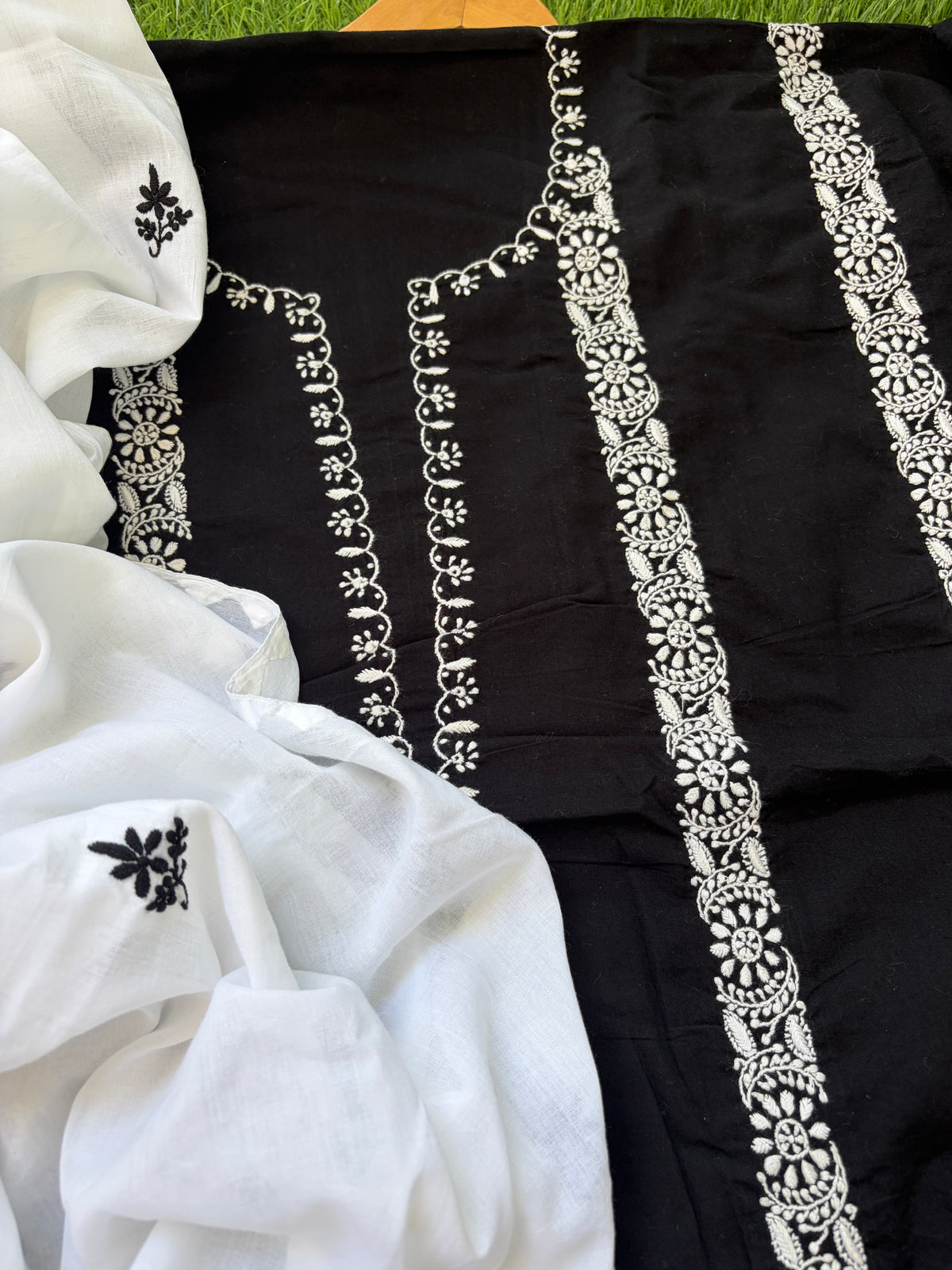 Cotton chikankari kurta dupatta