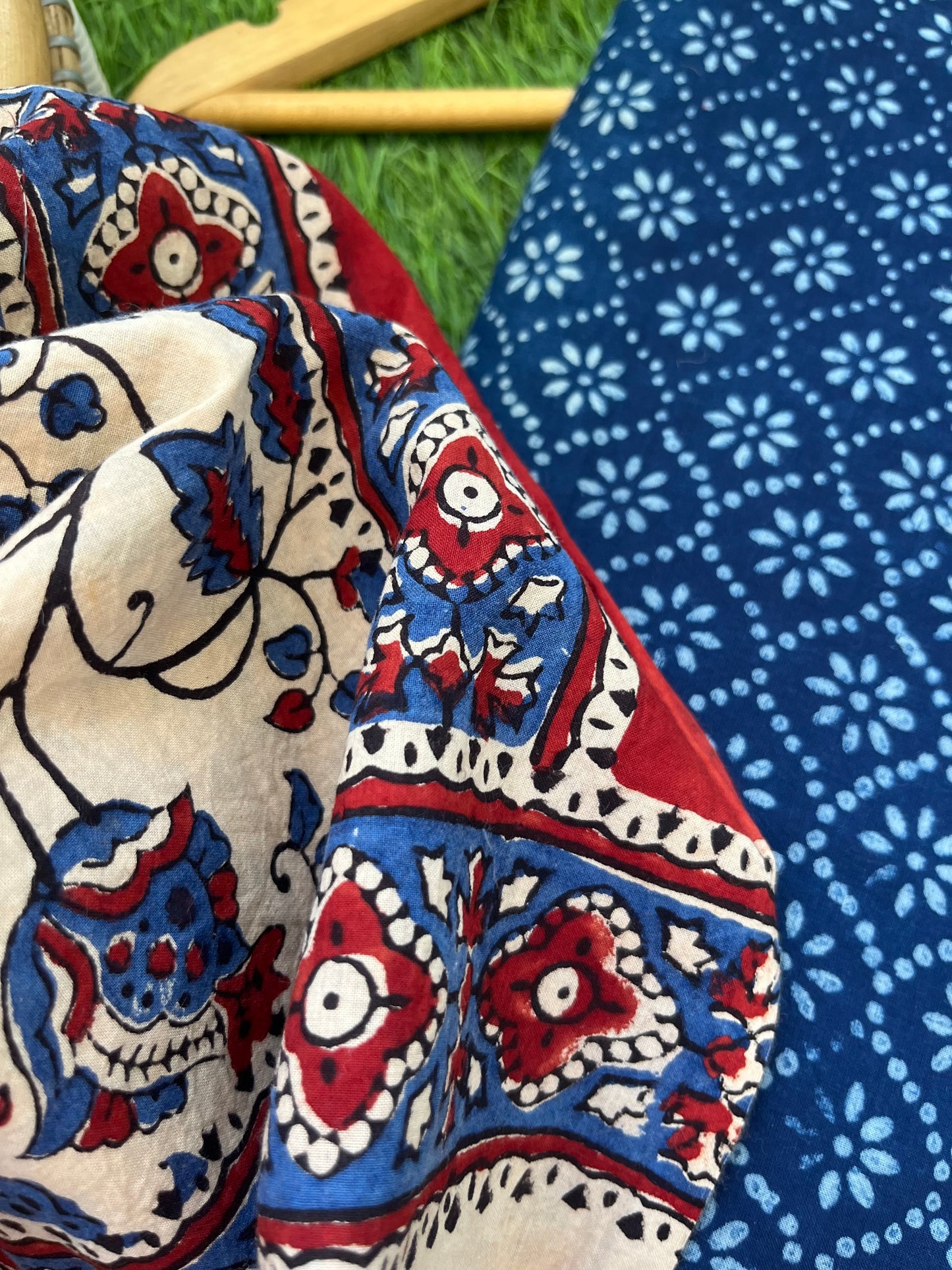 Cotton block print kurta bottom cotton ajrakh dupatta