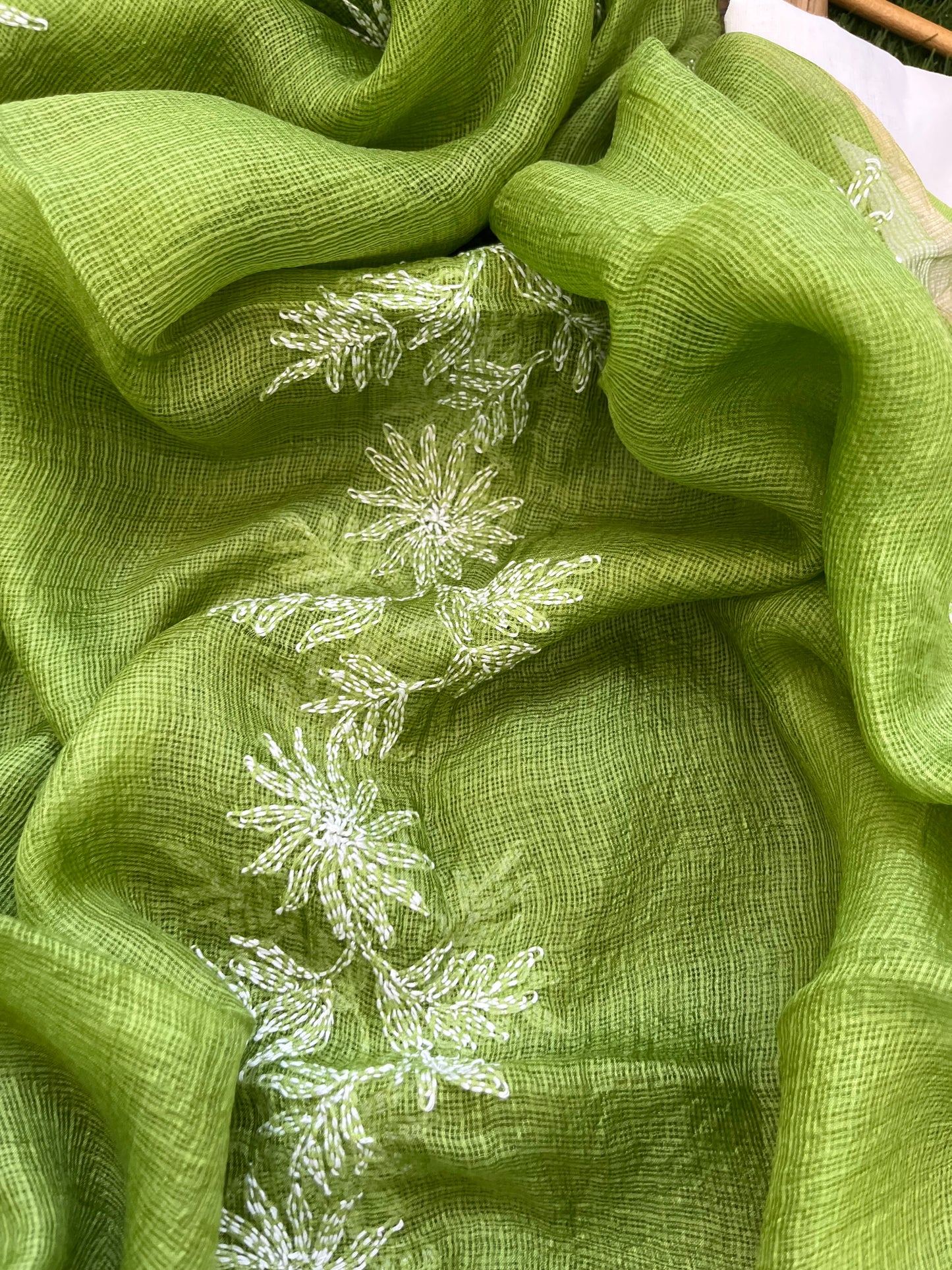 Kota silk chikankari Dupatta Mangalgiri cotton kurta bottom fabric